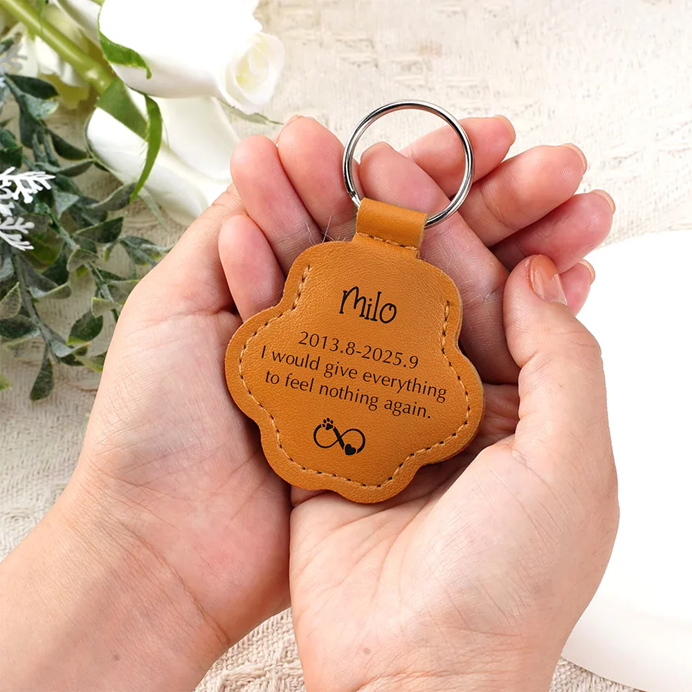 Custom Dog Name I Would Give Everything Memorial Leather Paw Keychain LM32 895729 - Image 4