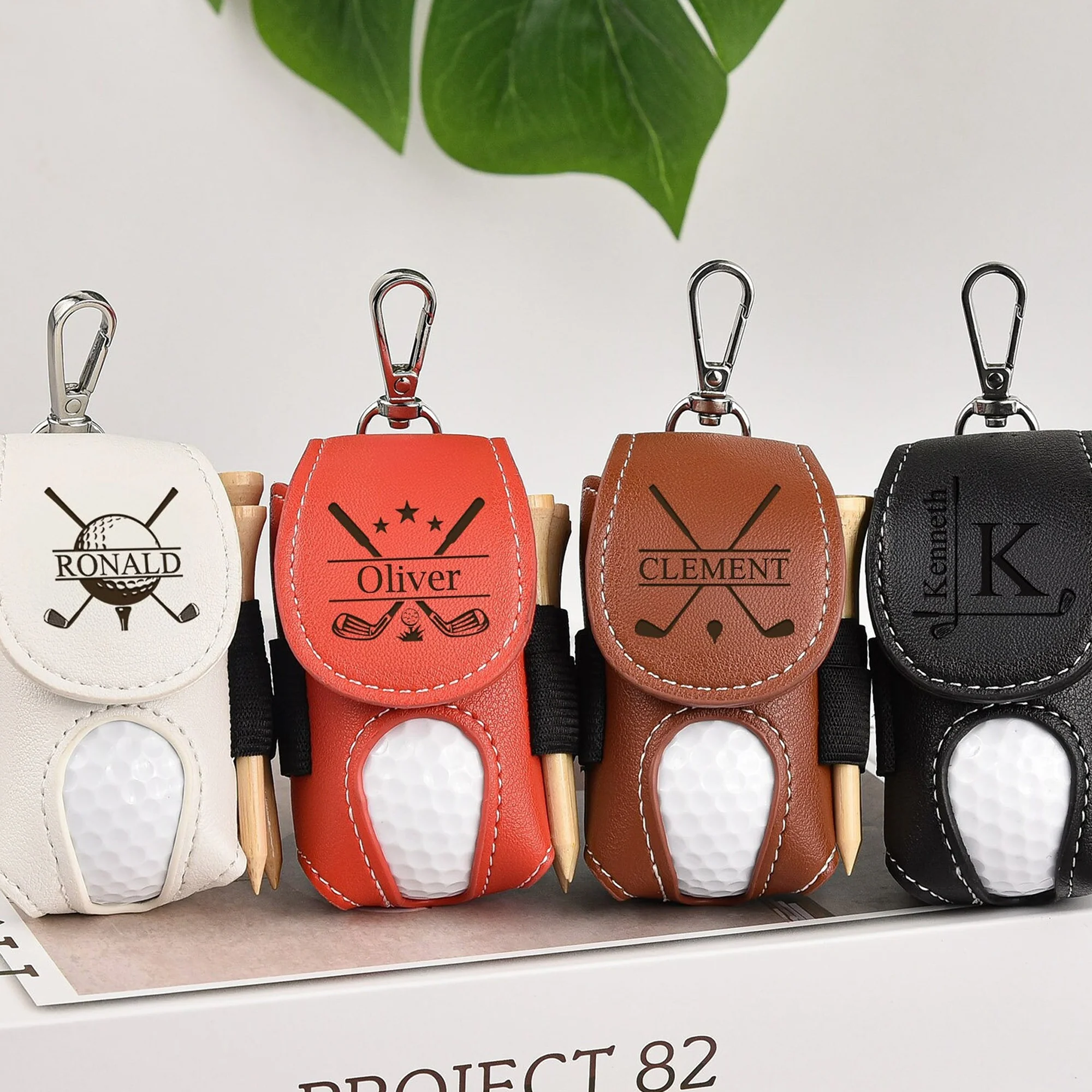 Personalized Name Leather Golf Ball Bag - Gift for Men, Dad, Boyfriend, Golf-Loving CH07 896882 - Image 5