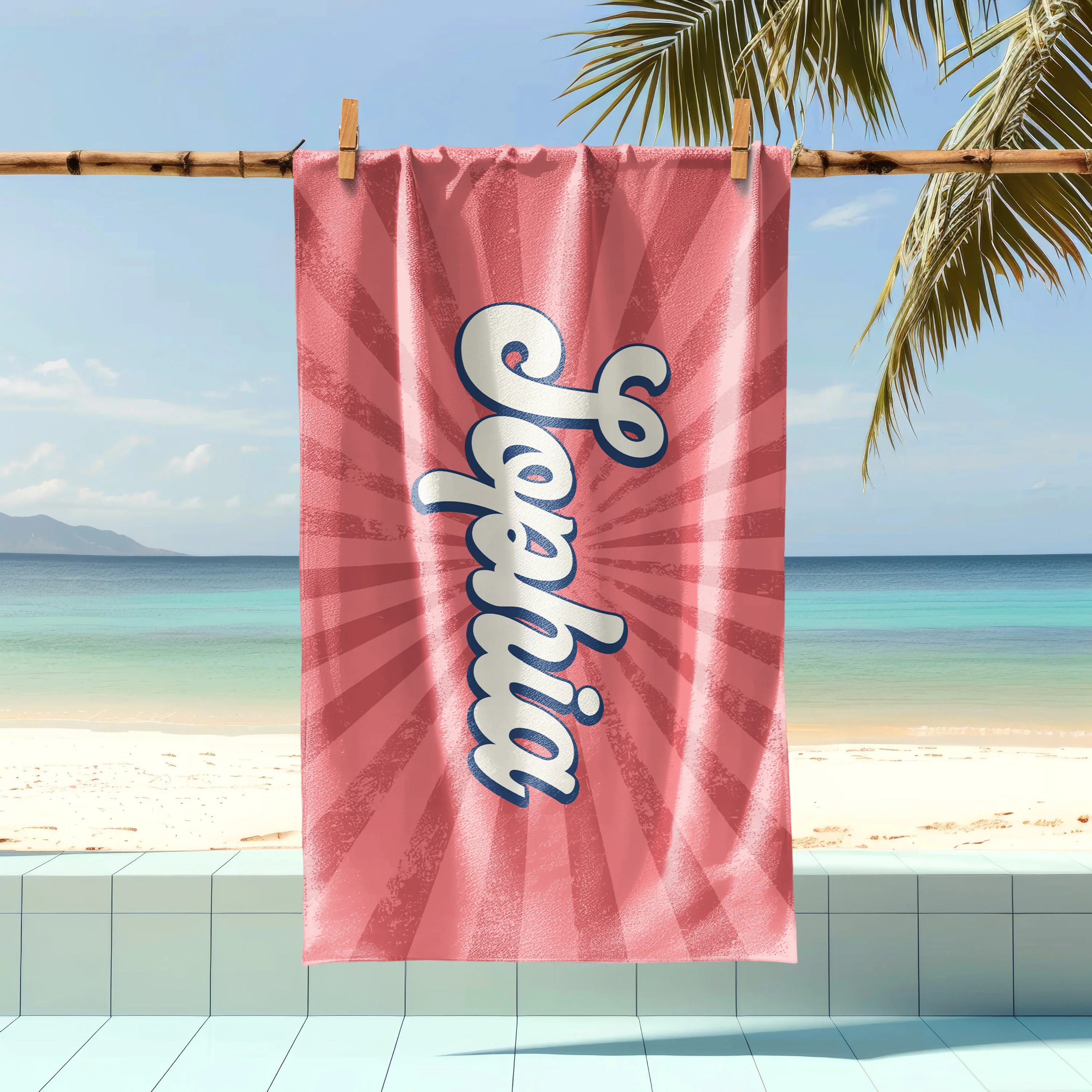 Personalized Name Party Summer Retro Style Beach Towels LM32 893445 - Image 4
