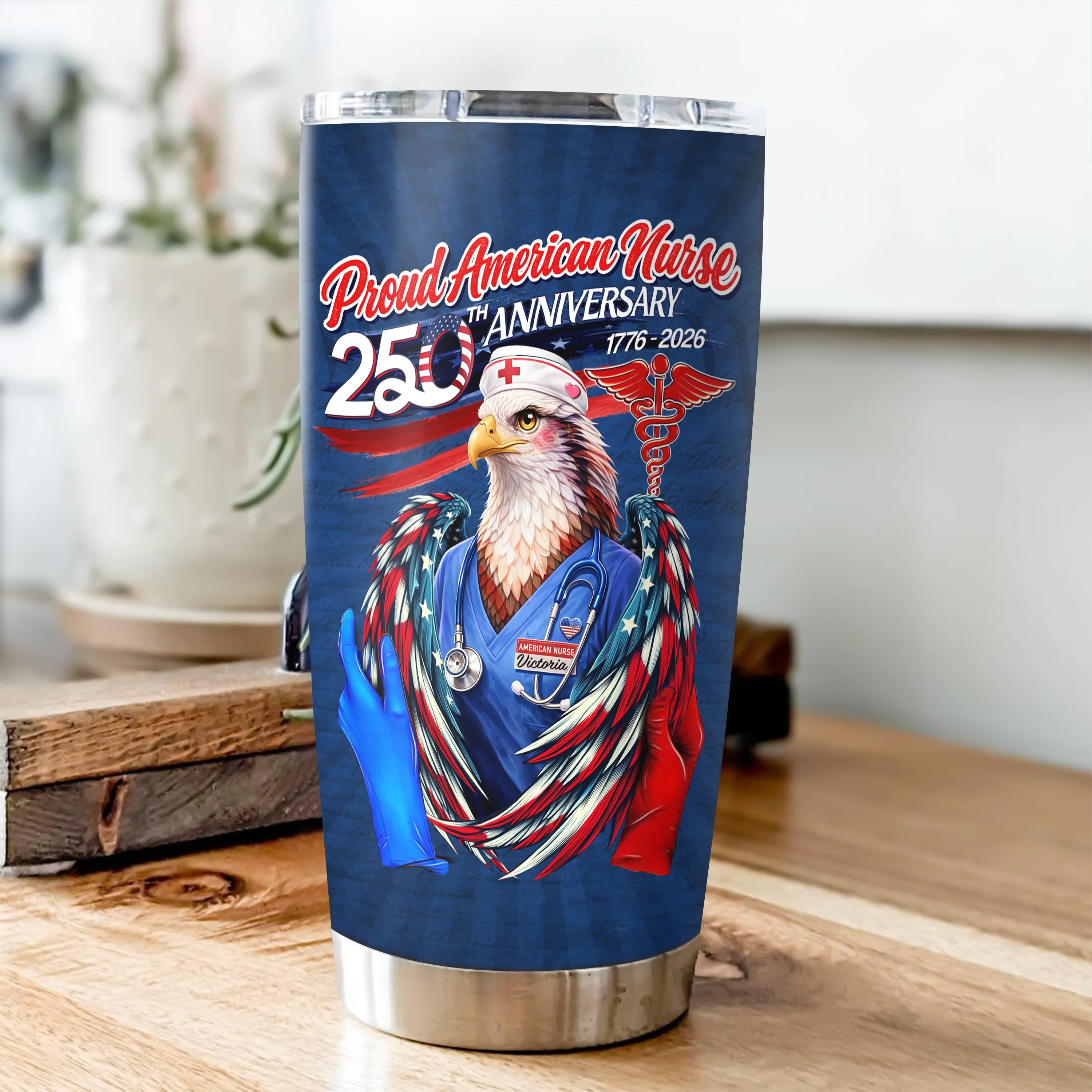 Personalized Name Proud American Nurse 250th Anniversary Fat Tumbler LM32 899039 - Image 5