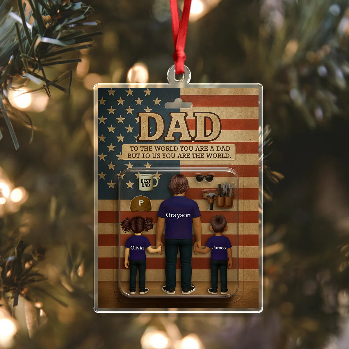 Personalized Name You Are The World Dad Family Christmas Acrylic Ornament LM32 895597 - Image 4