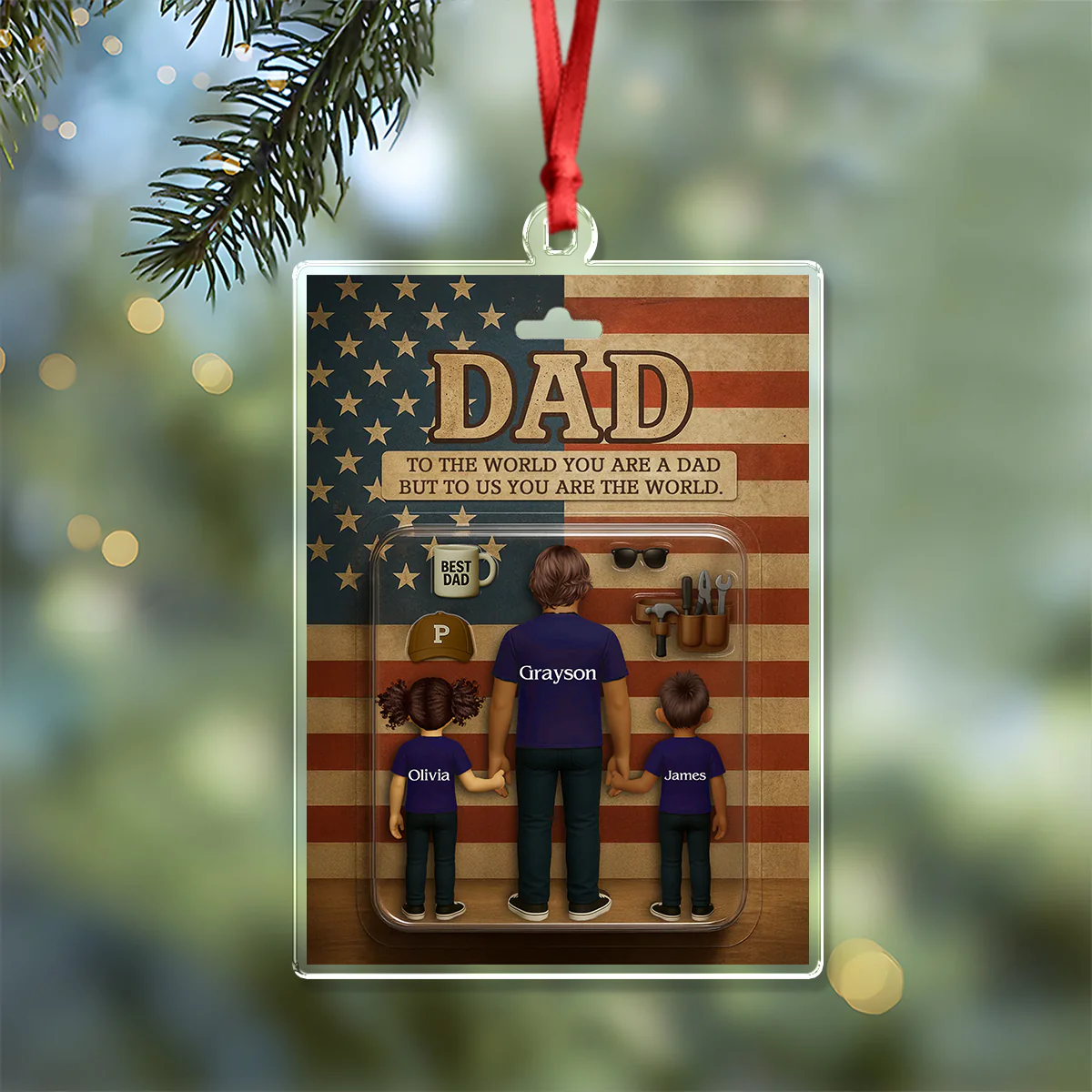 Personalized Name You Are The World Dad Family Christmas Acrylic Ornament LM32 895597 - Image 5