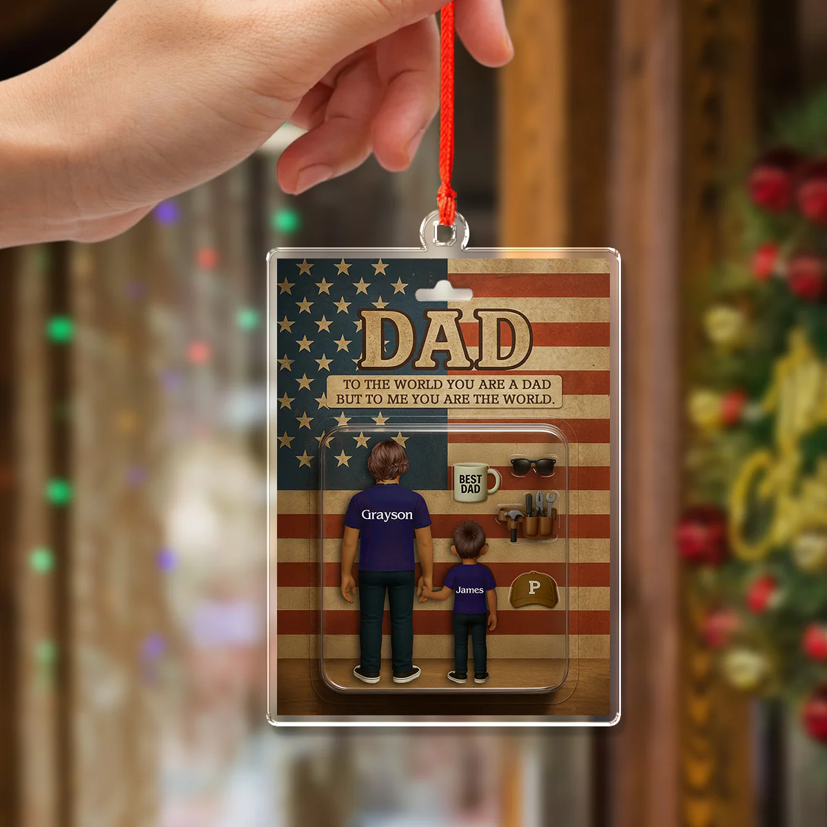 Personalized Name You Are The World Dad Family Christmas Acrylic Ornament LM32 895597 - Image 6