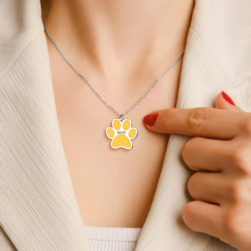 Personalized Paw Print Name Shape Necklace For Pet Lovers LM32 893423