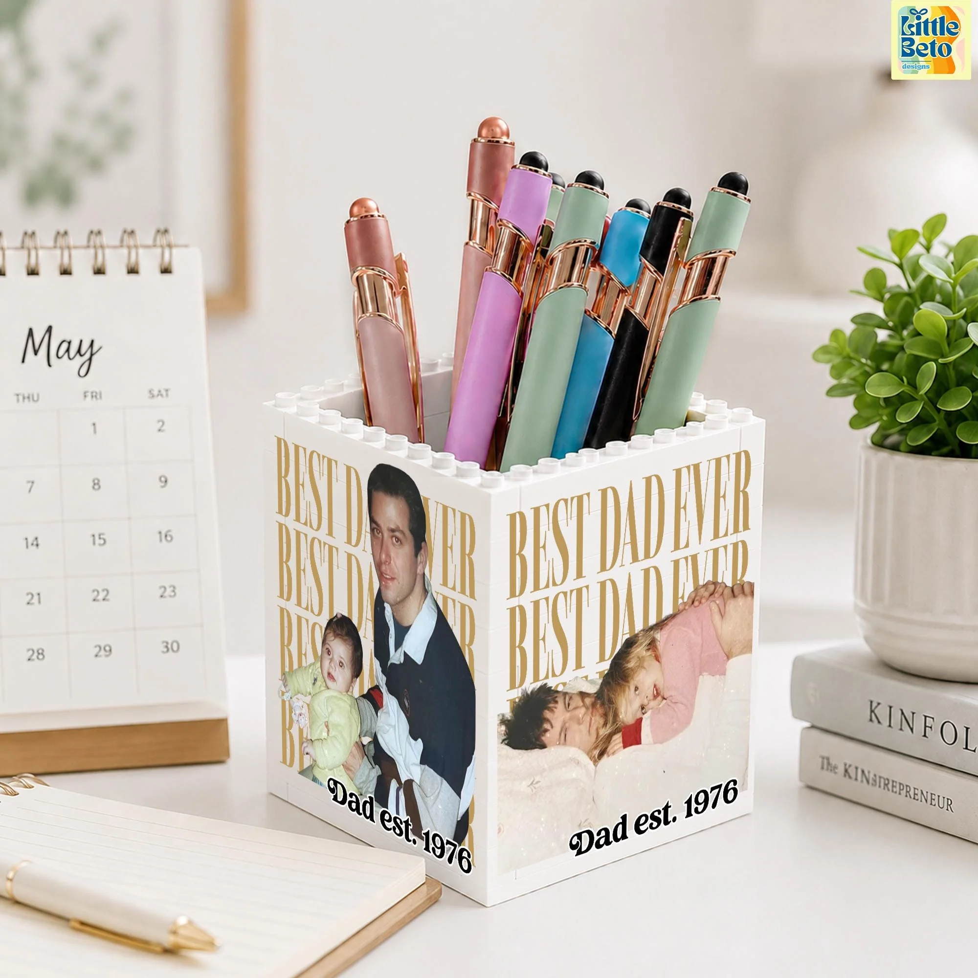Personalized Photo Best Dad Ever Building Block Pen Holder - Gift For Family, Father's Day LM32 669071 - Image 3