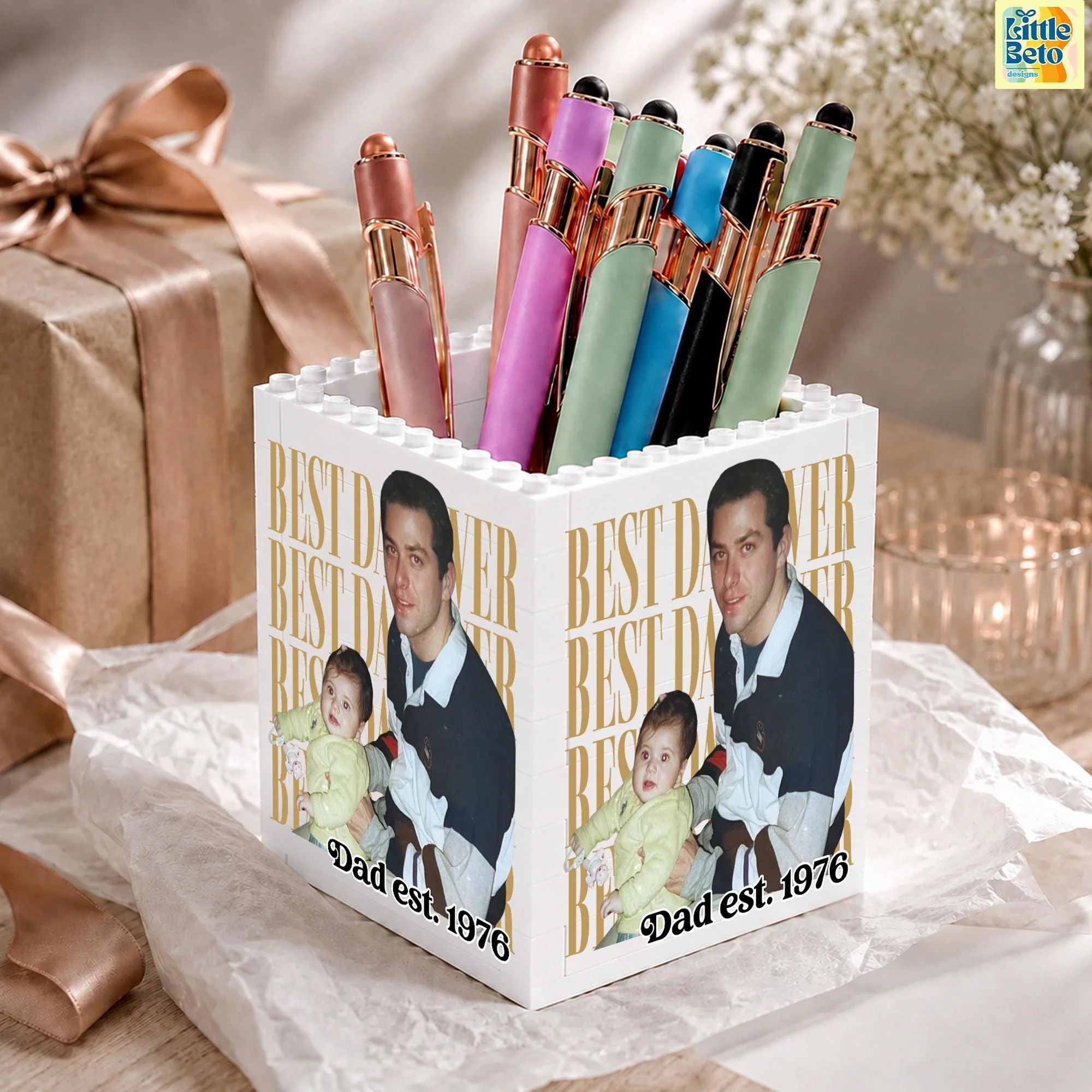 Personalized Photo Best Dad Ever Building Block Pen Holder - Gift For Family, Father's Day LM32 669071 - Image 5