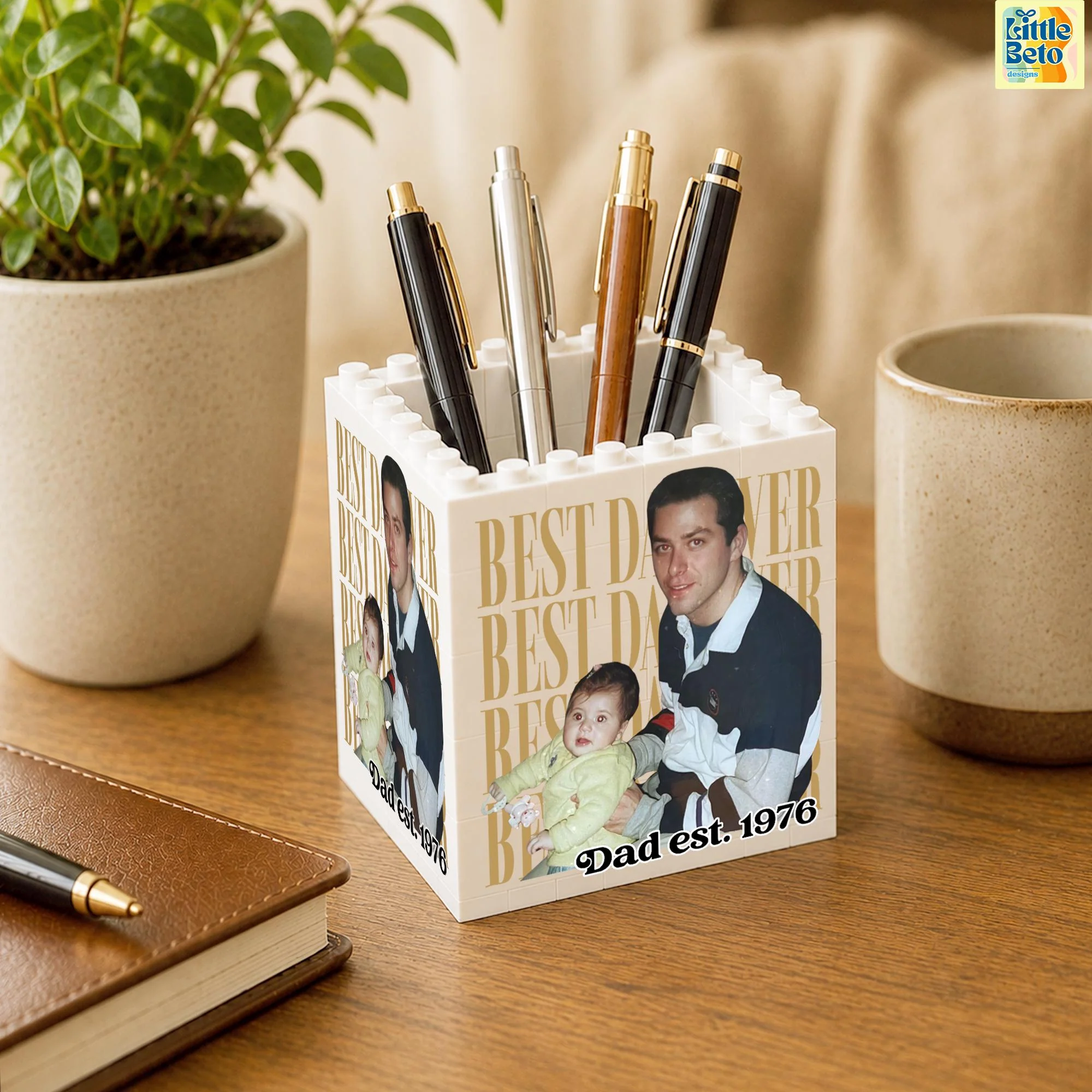 Personalized Photo Best Dad Ever Building Block Pen Holder - Gift For Family, Father's Day LM32 669071 - Image 7