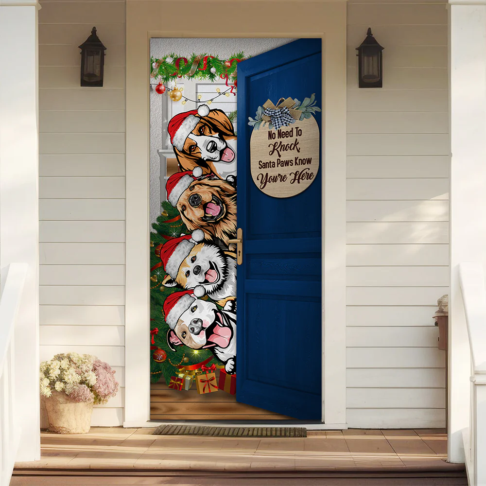 Personalized Santa Dog No Need To Knock Christmas Decoration Door Cover LM32 895659 - Image 3
