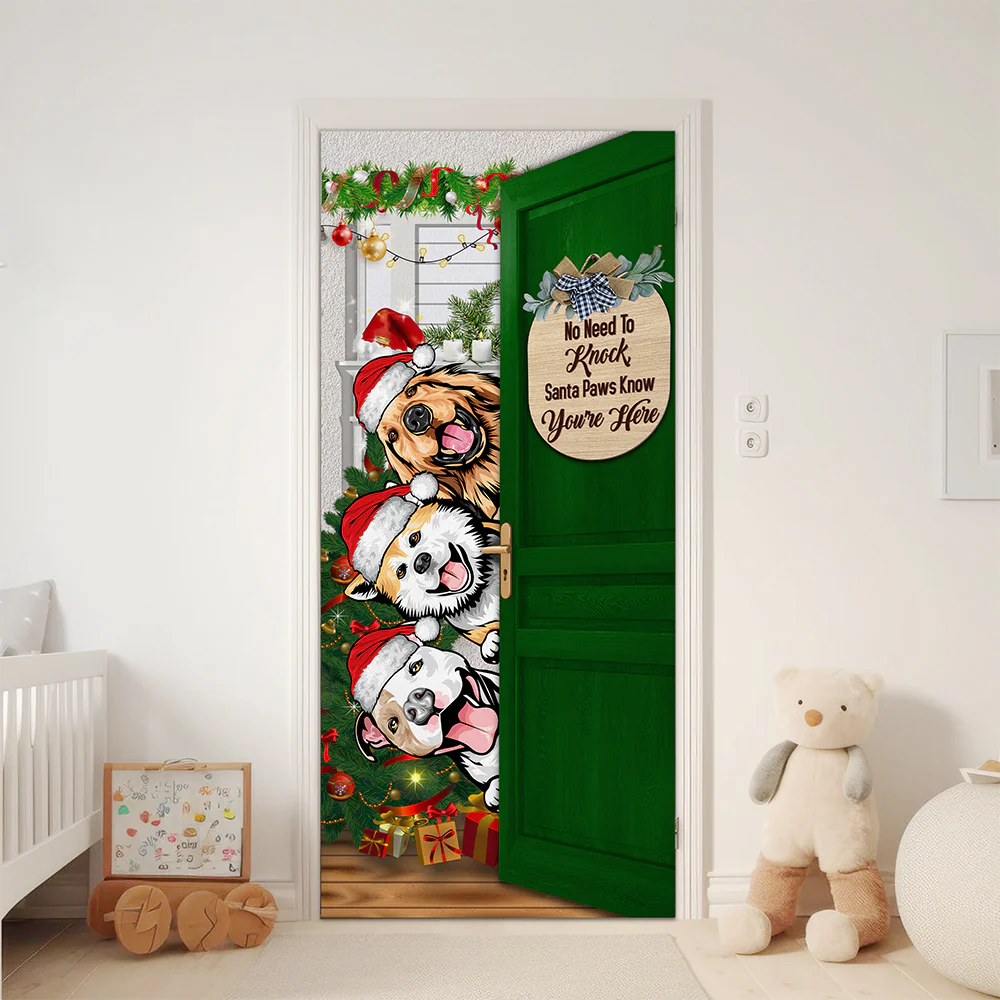 Personalized Santa Dog No Need To Knock Christmas Decoration Door Cover LM32 895659 - Image 5