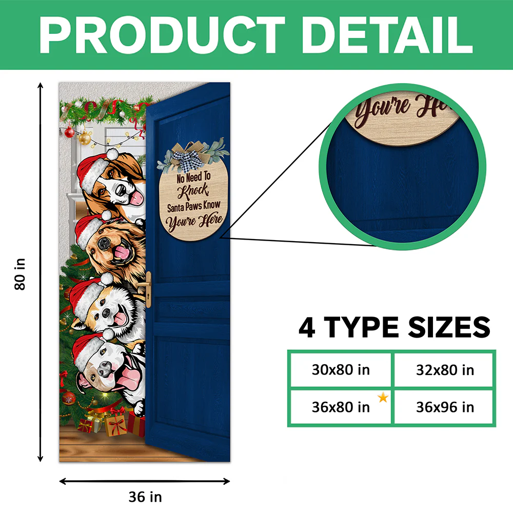 Personalized Santa Dog No Need To Knock Christmas Decoration Door Cover LM32 895659 - Image 7