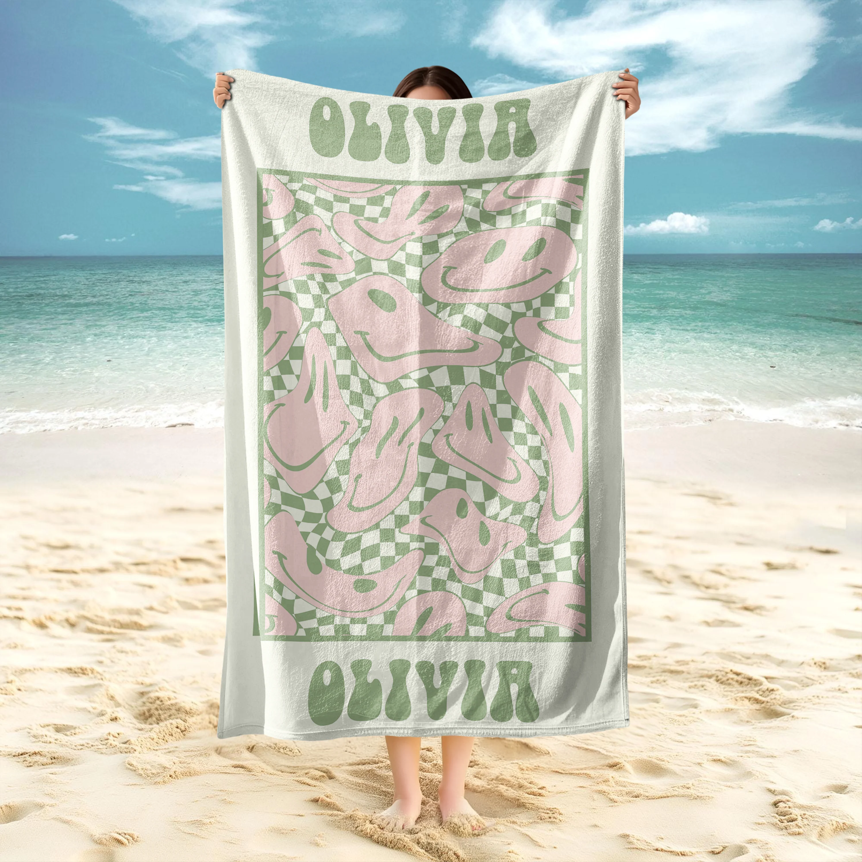 Personalized Smile Flower With Name Best Retro Summer Beach Towels LM32 893669 - Image 3