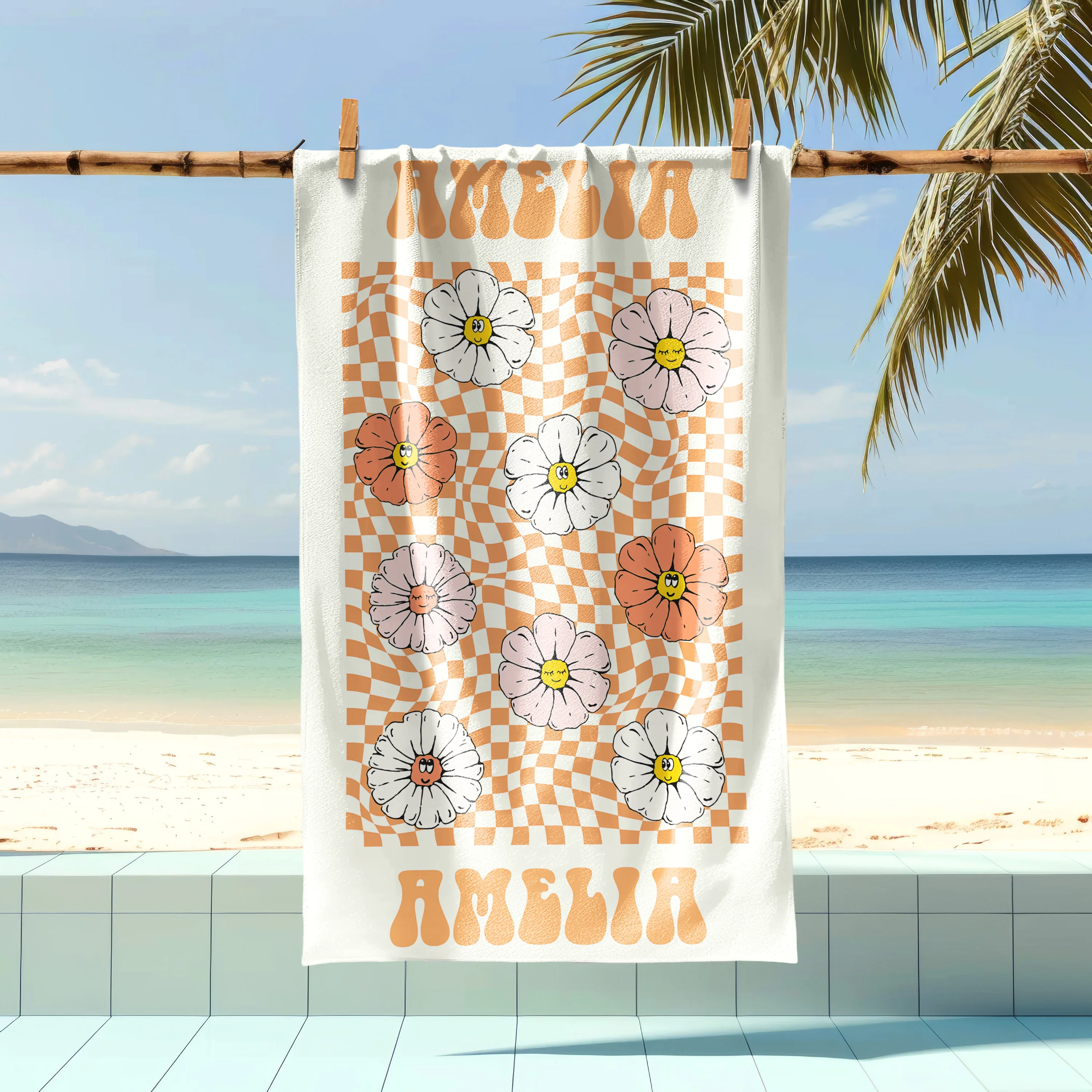 Personalized Smile Flower With Name Best Retro Summer Beach Towels LM32 893669 - Image 4