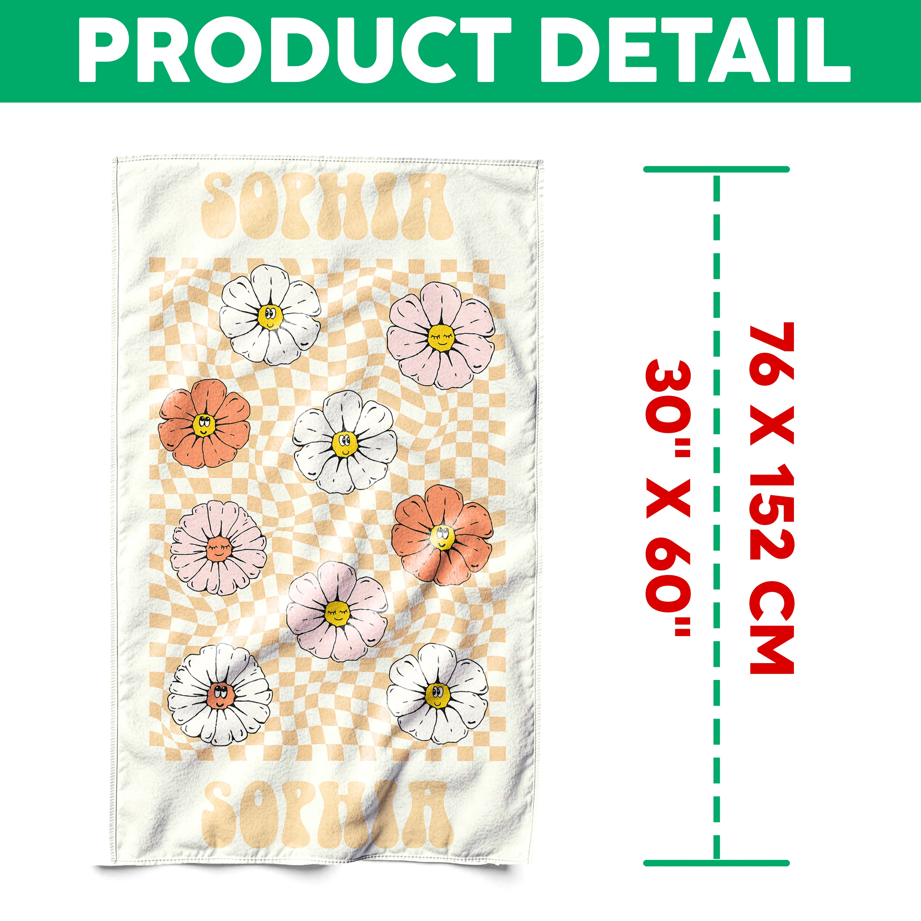 Personalized Smile Flower With Name Best Retro Summer Beach Towels LM32 893669 - Image 7