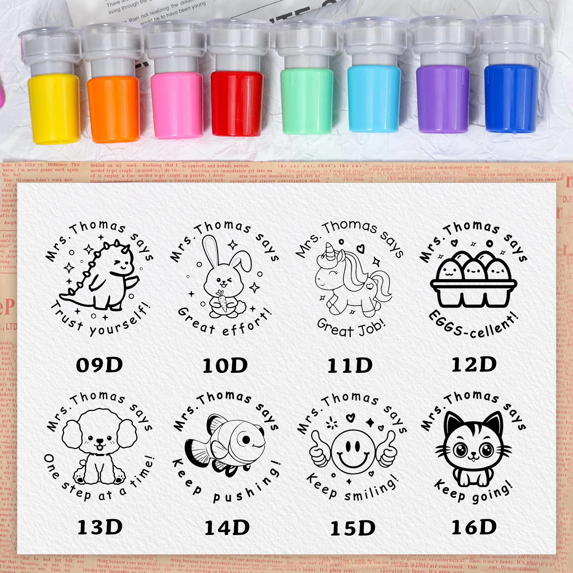 Personalized Teacher Classroom Stamp Gift, Comments & Encouragement Phrases LM32 669319 - Image 4