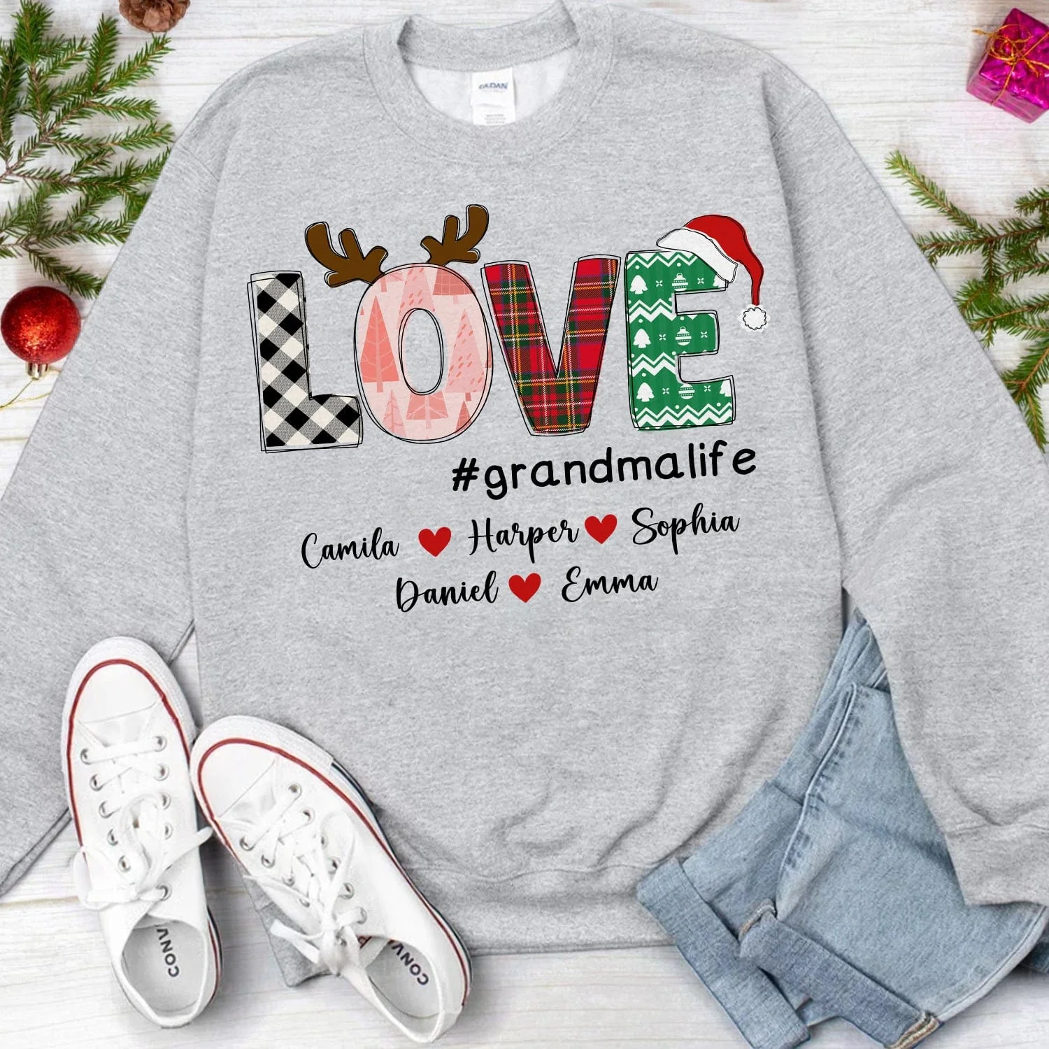 Personalized Text Love Sweatshirt Mimi Applique And Grandkids - Best Gift For Family, Lover, Christmas Idea Gift HO82 891729 - Image 2