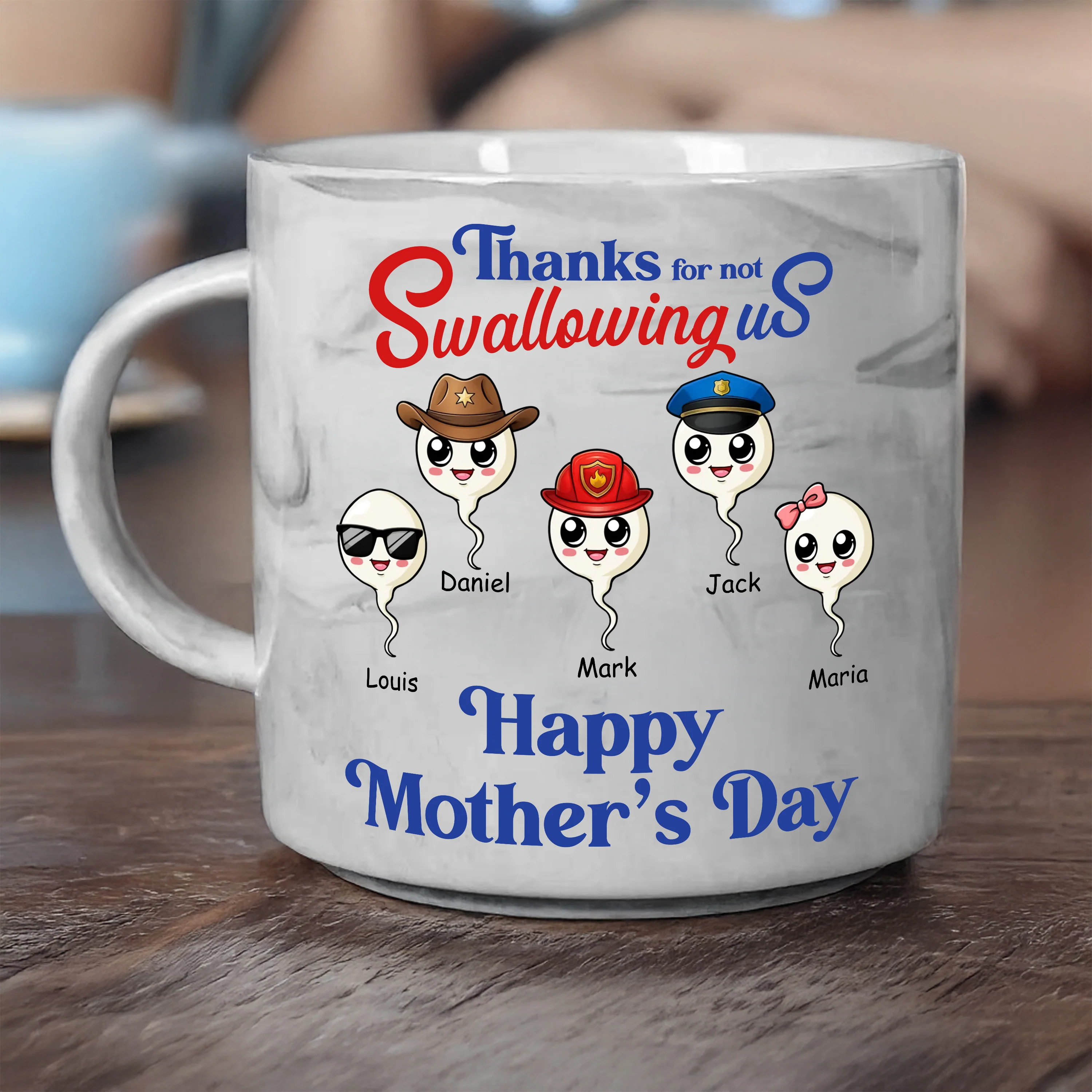 Personalized Thank For Not Swallowing Us Mom Marble Mug LM32 893287 - Image 2