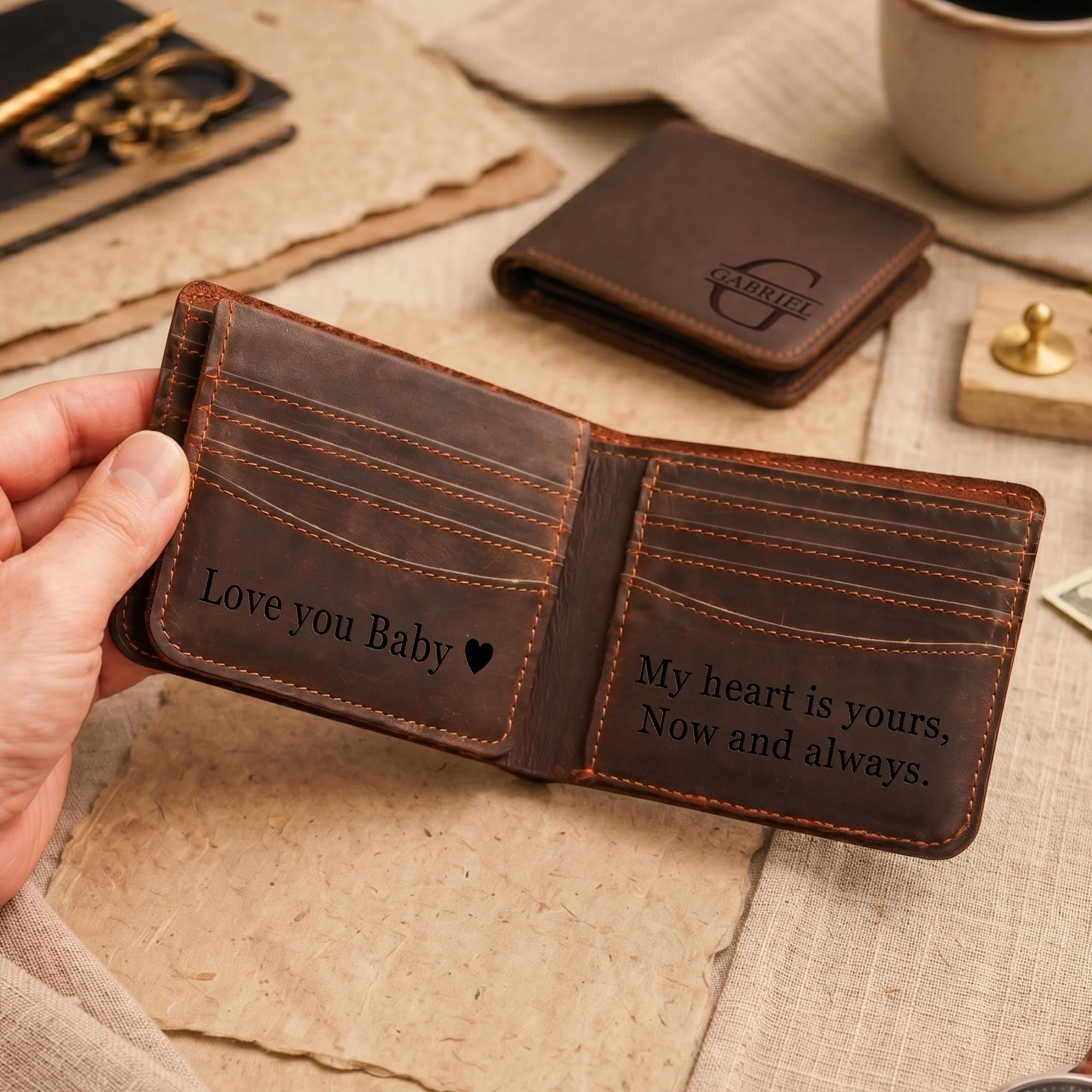Personalized The Best Dad Ever Leather Wallet Engraving Father's Day Gift For Dad, Grandpa, Husband LM32 668899 - Image 8