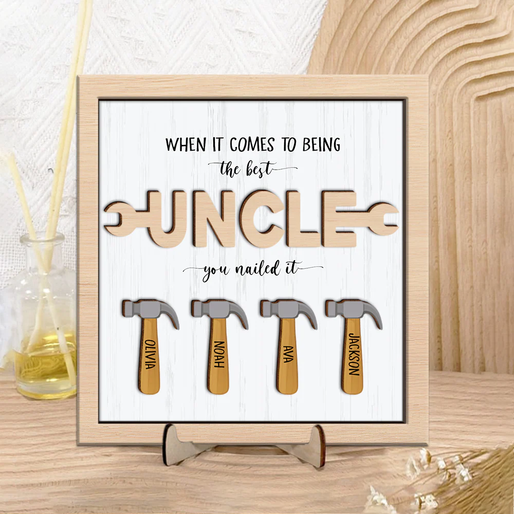 Personalized The Best Dad You Nailed It Square Wooden Plaque With Stand LM32 893573 - Image 8