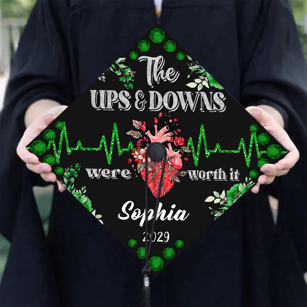 Personalized The Up & Down Were Worth It Nurse Graduation Cap Topper LM32 899275 - Image 6