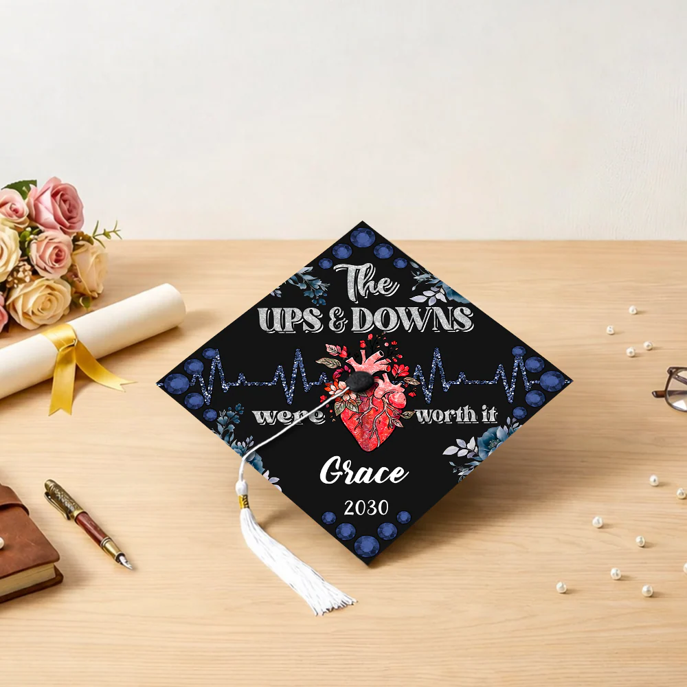 Personalized The Up & Down Were Worth It Nurse Graduation Cap Topper LM32 899275 - Image 7