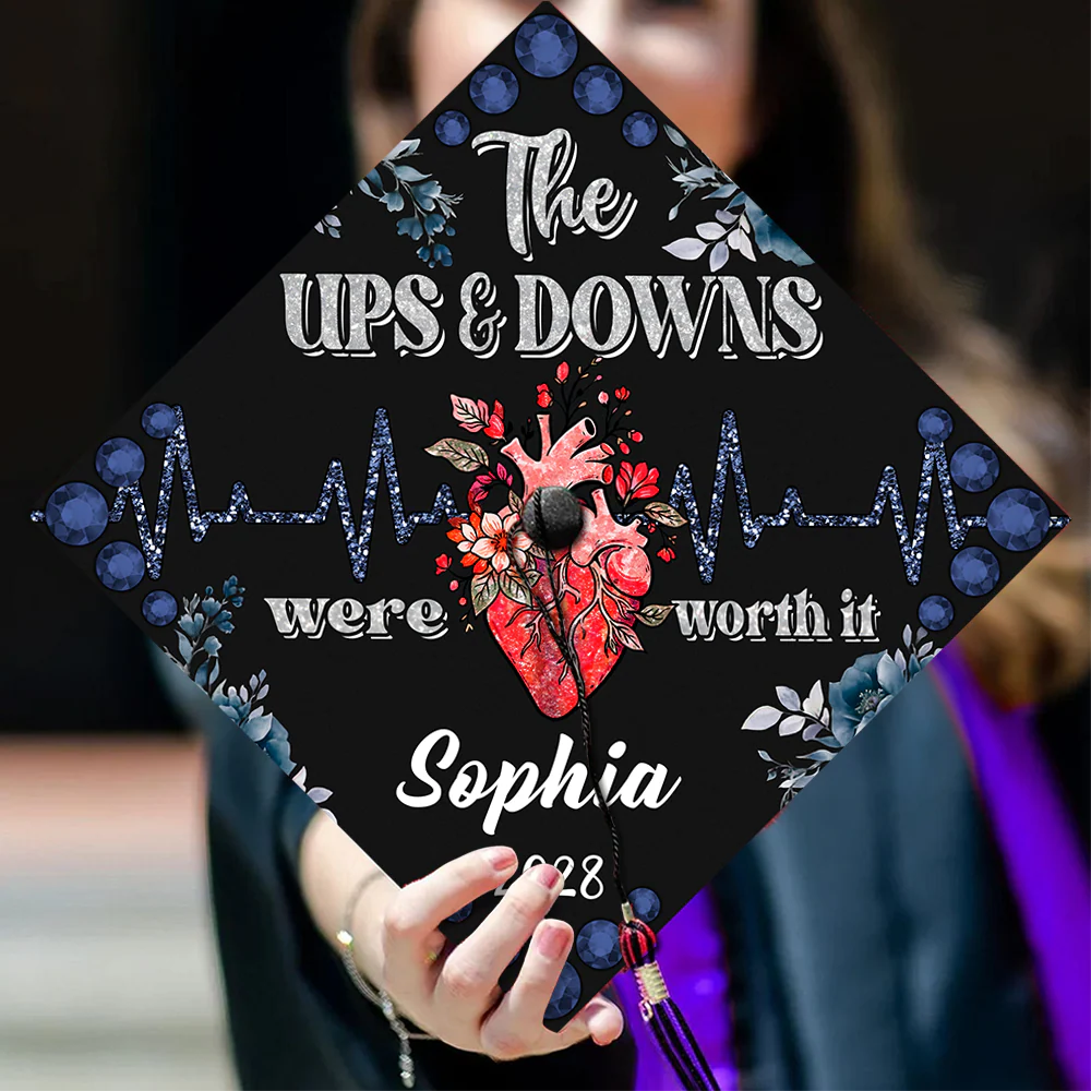 Personalized The Up & Down Were Worth It Nurse Graduation Cap Topper LM32 899275 - Image 8