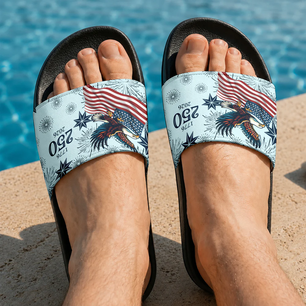 Personalized USA 250 Anniversary Eagle 1776-2026 Slide Sandals LM32 669117 - Image 4