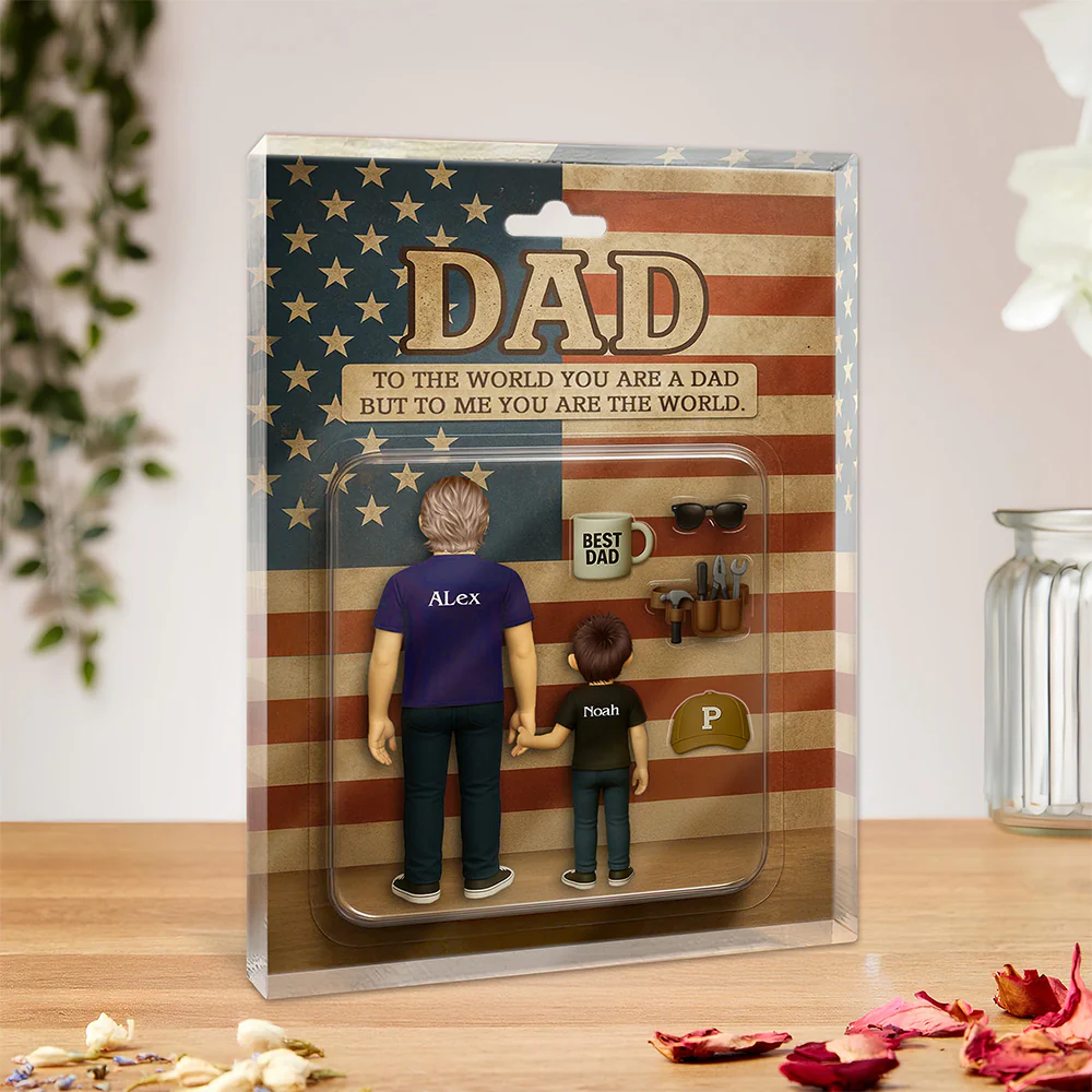 Personalized You Are The World Dad Family Acrylic Block Plaque Gift LM32 893453 - Image 2