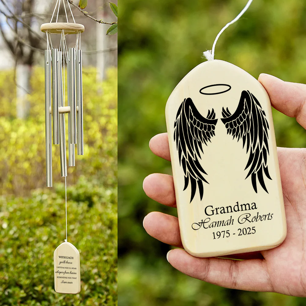 Pesonalized May The Winds Of Heaven Blow Sofly Memorial Wind Chimes LM32 893677 - Image 4