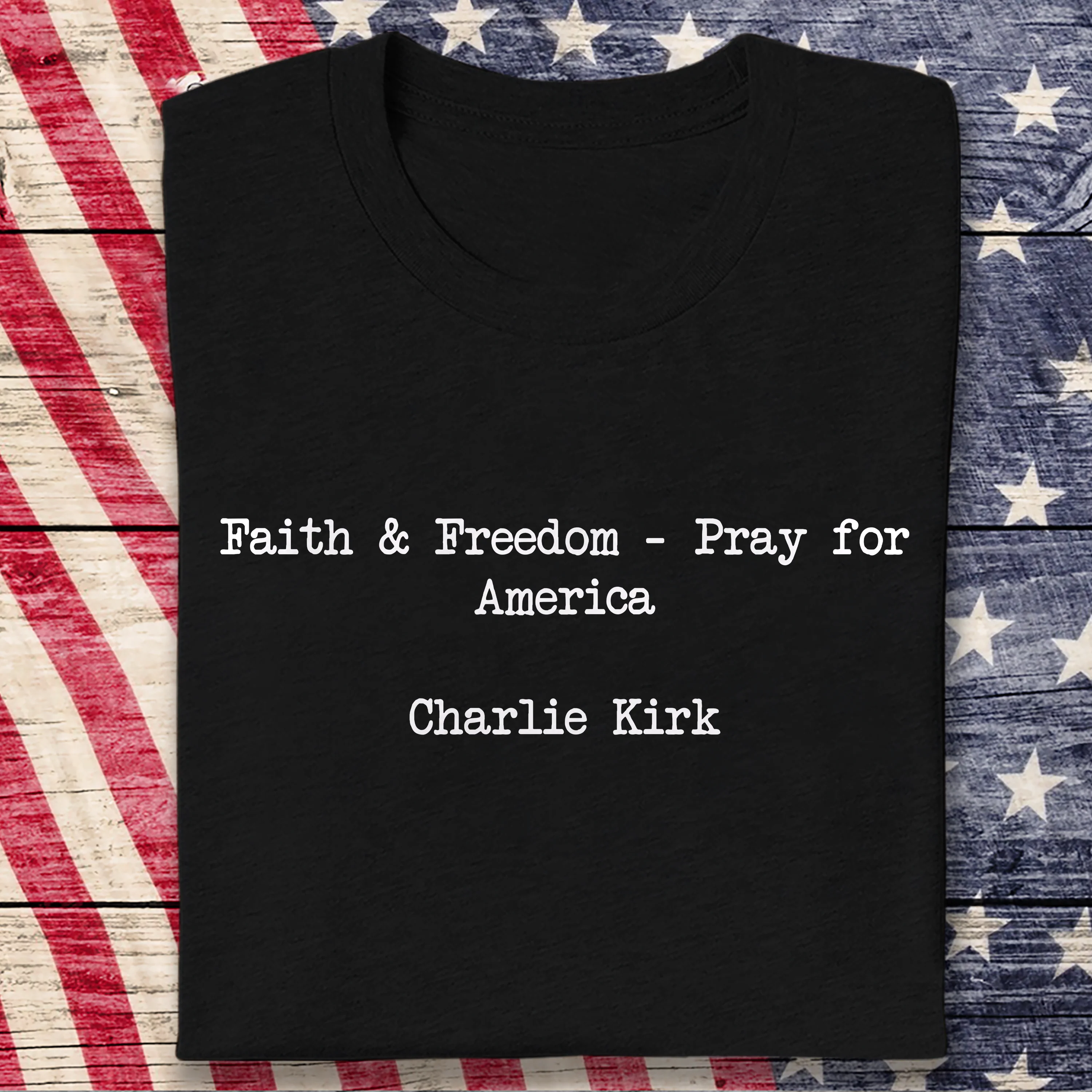 Pray for America: Faith & Freedom Charlie Kirk Christian Dark Shirt LM32 65417 - Image 4