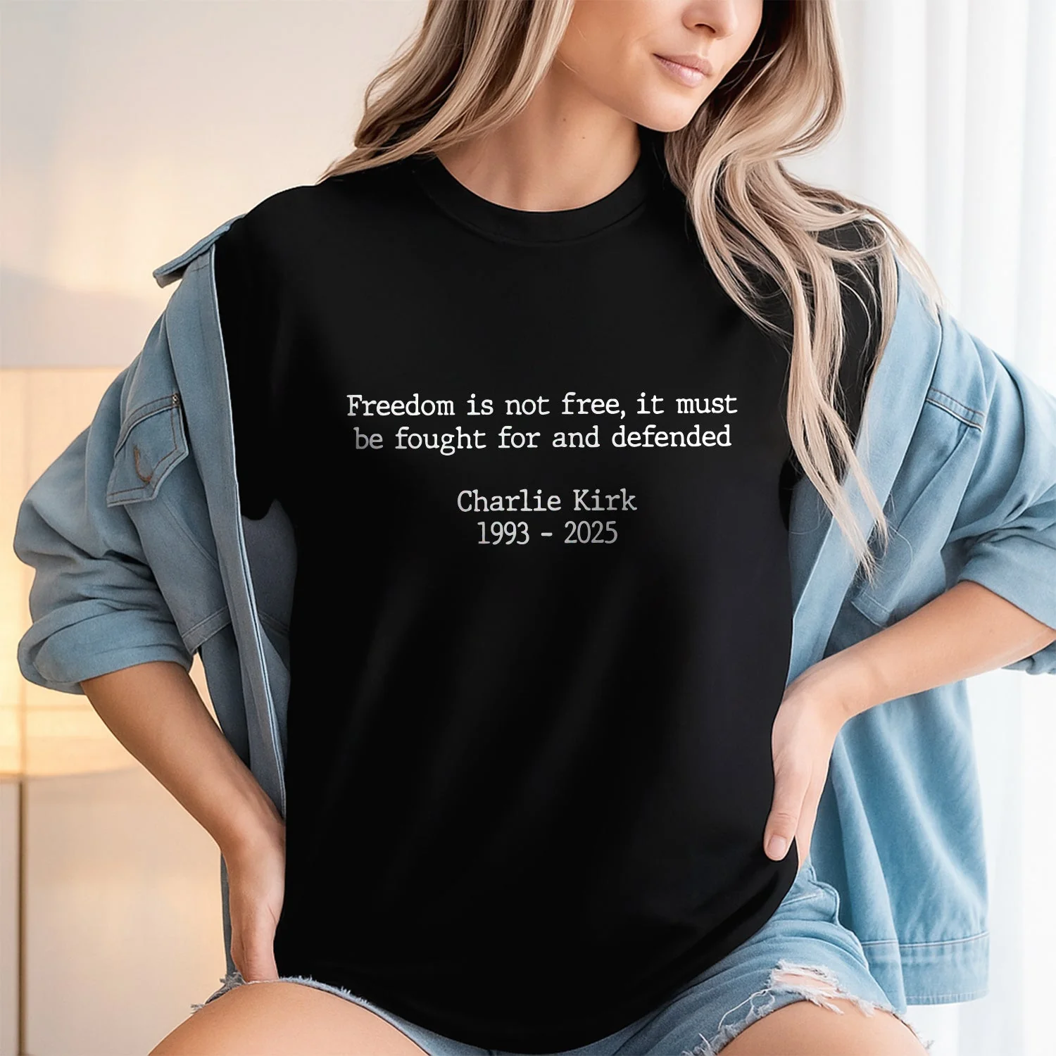 Pray For Charlie Kirk - Freedom Is Not Free Famous Quote Memorial Dark Shirt LM32 65433 - Image 3