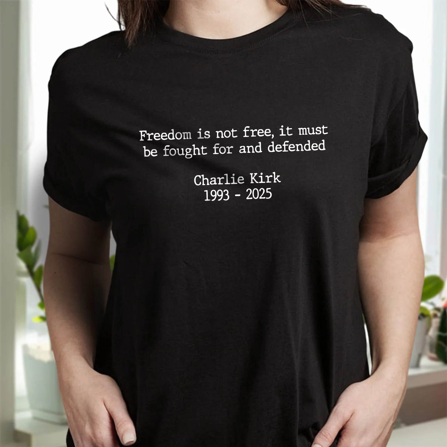 Pray For Charlie Kirk - Freedom Is Not Free Famous Quote Memorial Dark Shirt LM32 65433 - Image 5