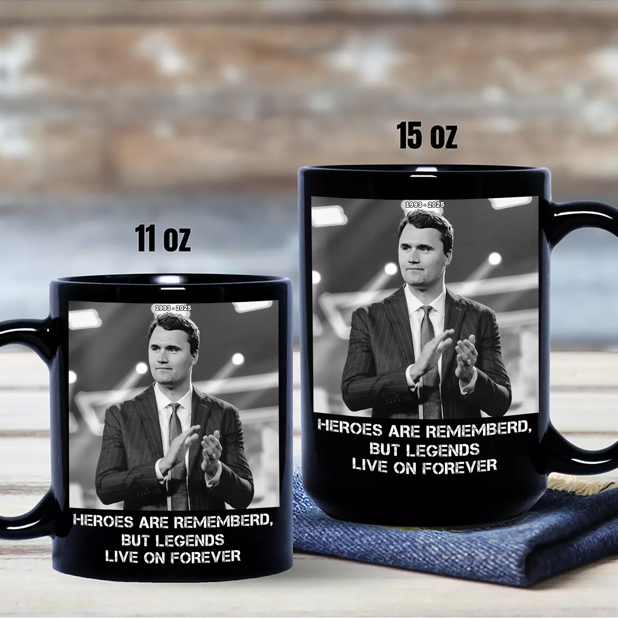 Pray For Charlie Kirk - Legends Live On Forever Black Mug LM32 65407 - Image 3