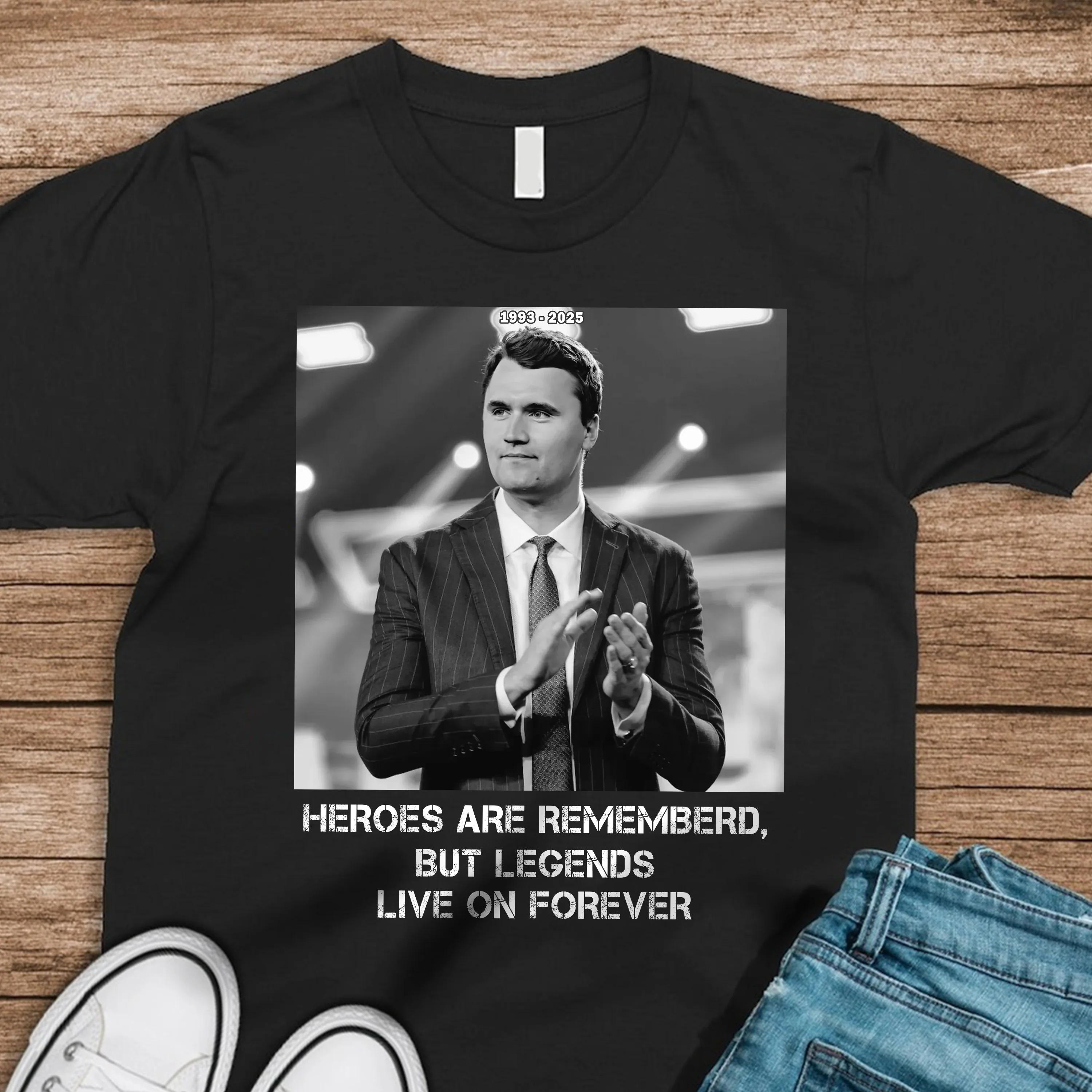 Pray For Charlie Kirk - Legends Live On Forever Dark Shirt LM32 65403 - Image 4