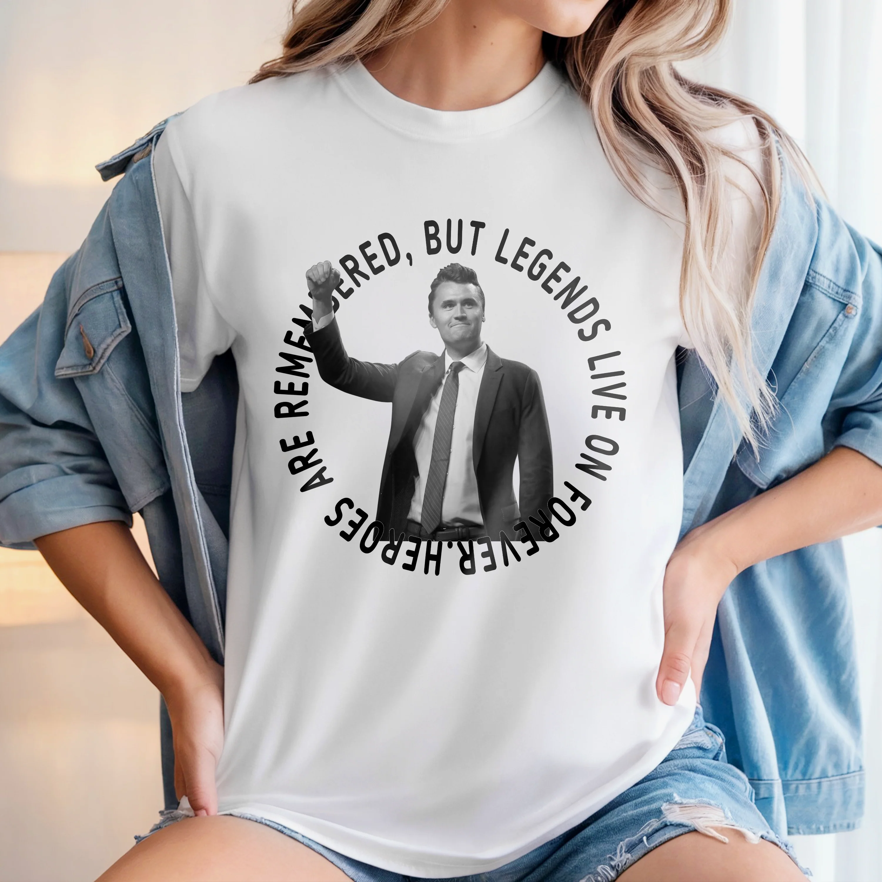 Pray For Legends - Charlie Kirk Lives On Forever Memorial Bright Shirt LM32 65475 - Image 2
