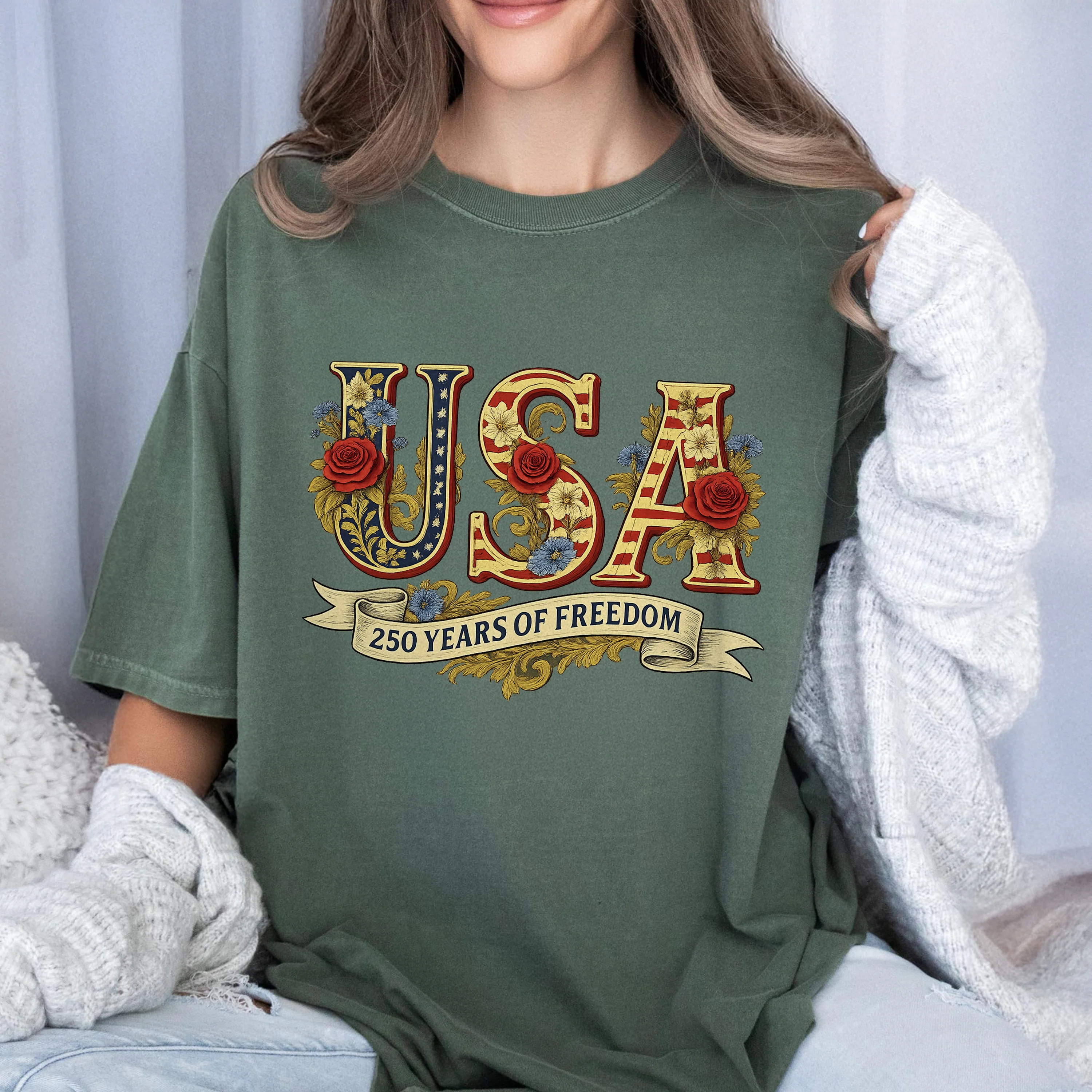 Retro USA 250 Comfort Shirt, Independence Day Shirt, Celebrate 250th Anniversary LM32 897911 - Image 7