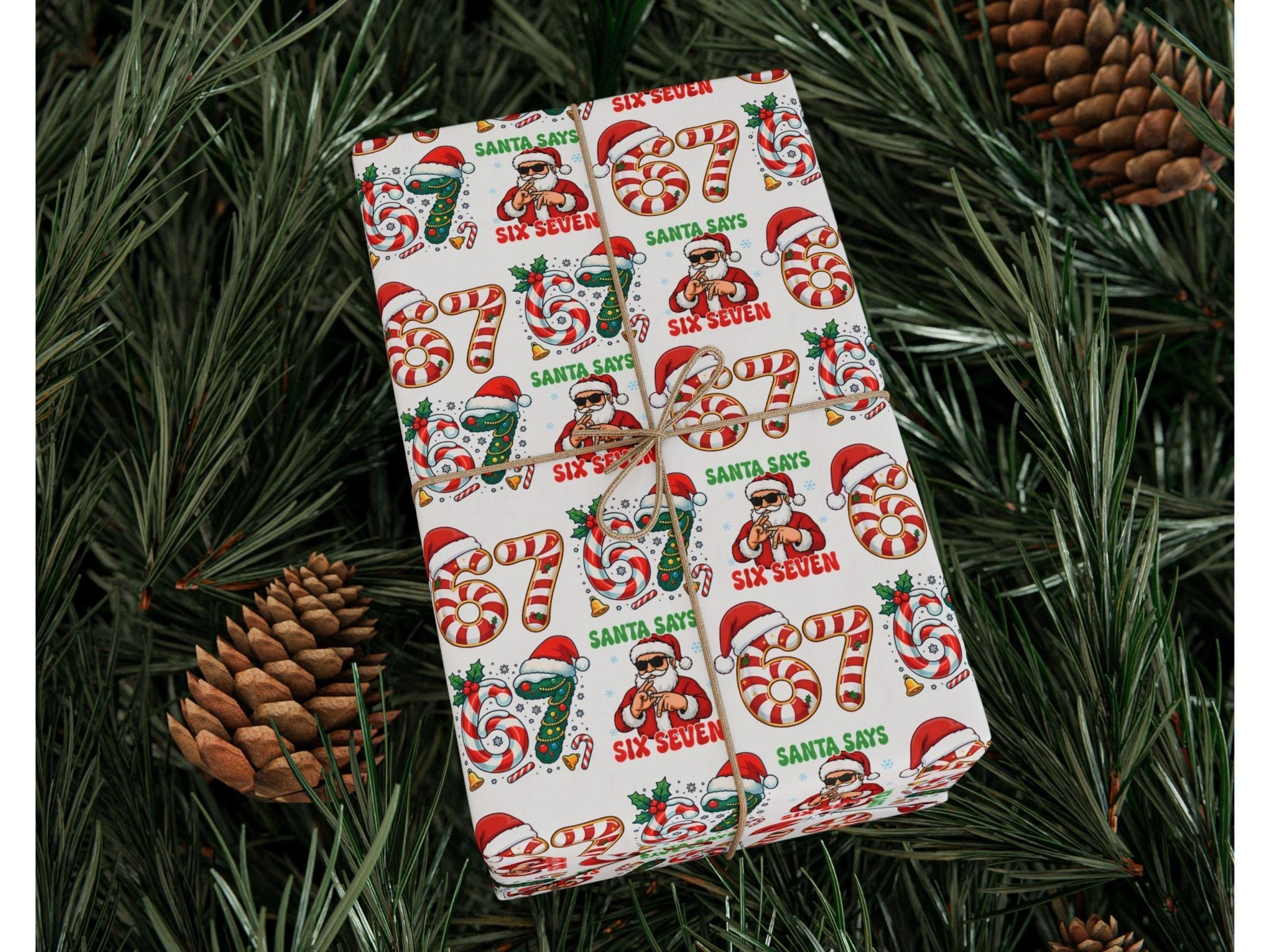 Santa Says Six Seven - 67 Meme Christmas Gift Wrapping Paper LM32 897207 - Image 3