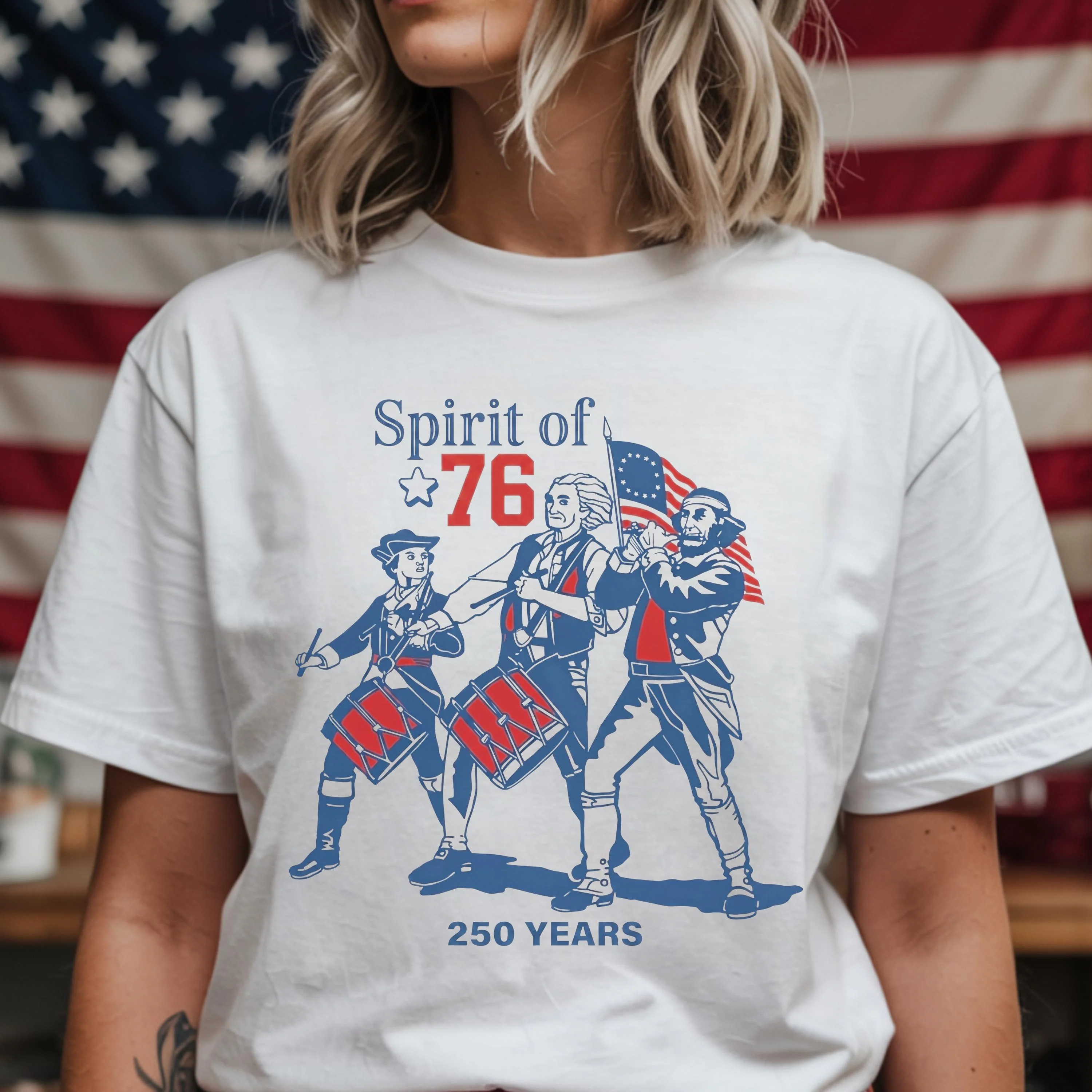 Spirit of 76, USA 250 Anniversary Shirt, Vintage 1776 Comfort Shirt LM32 669031