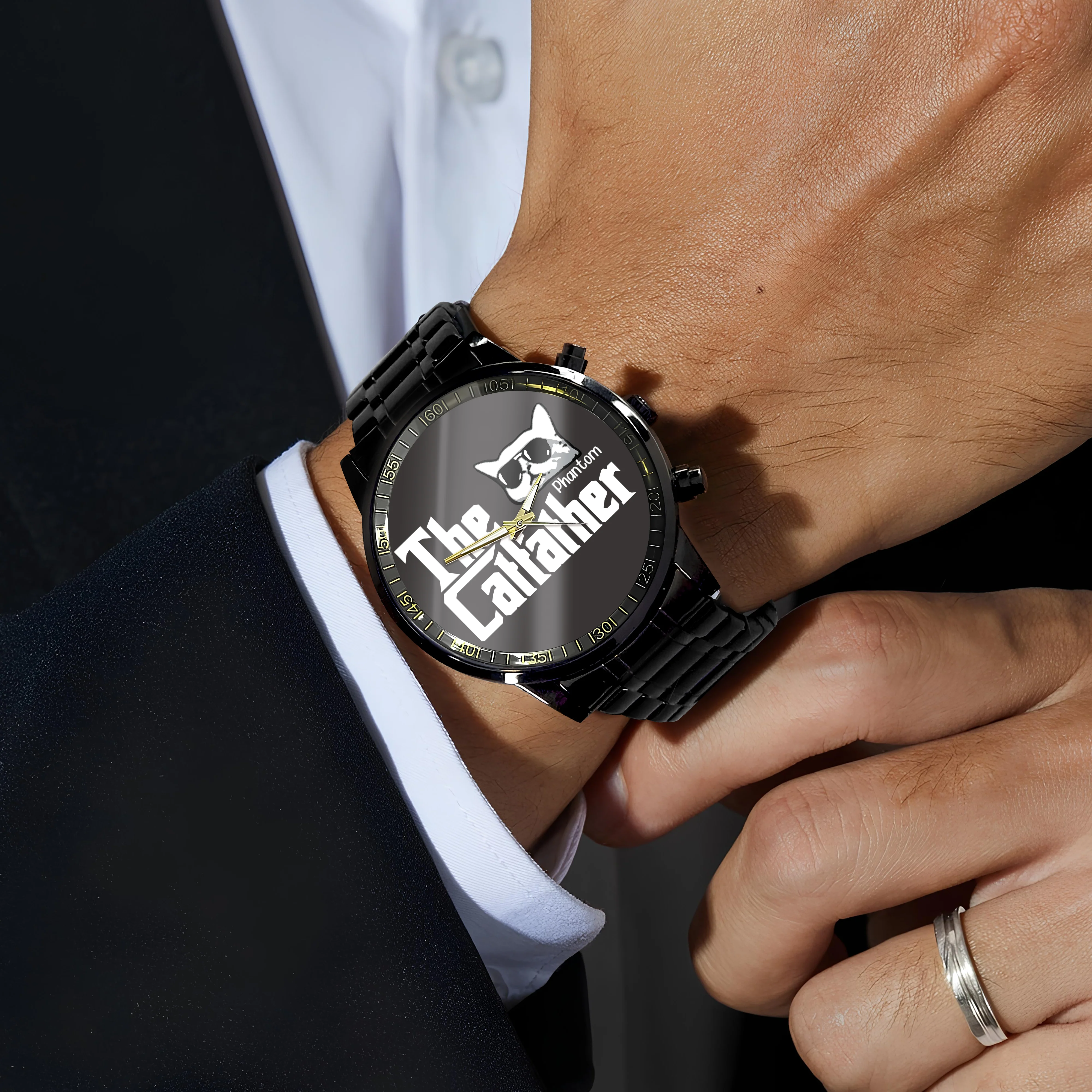 The CatFather For Cat Lovers Personalized Dad Men's Wrist Watch LM32 893523 - Image 2