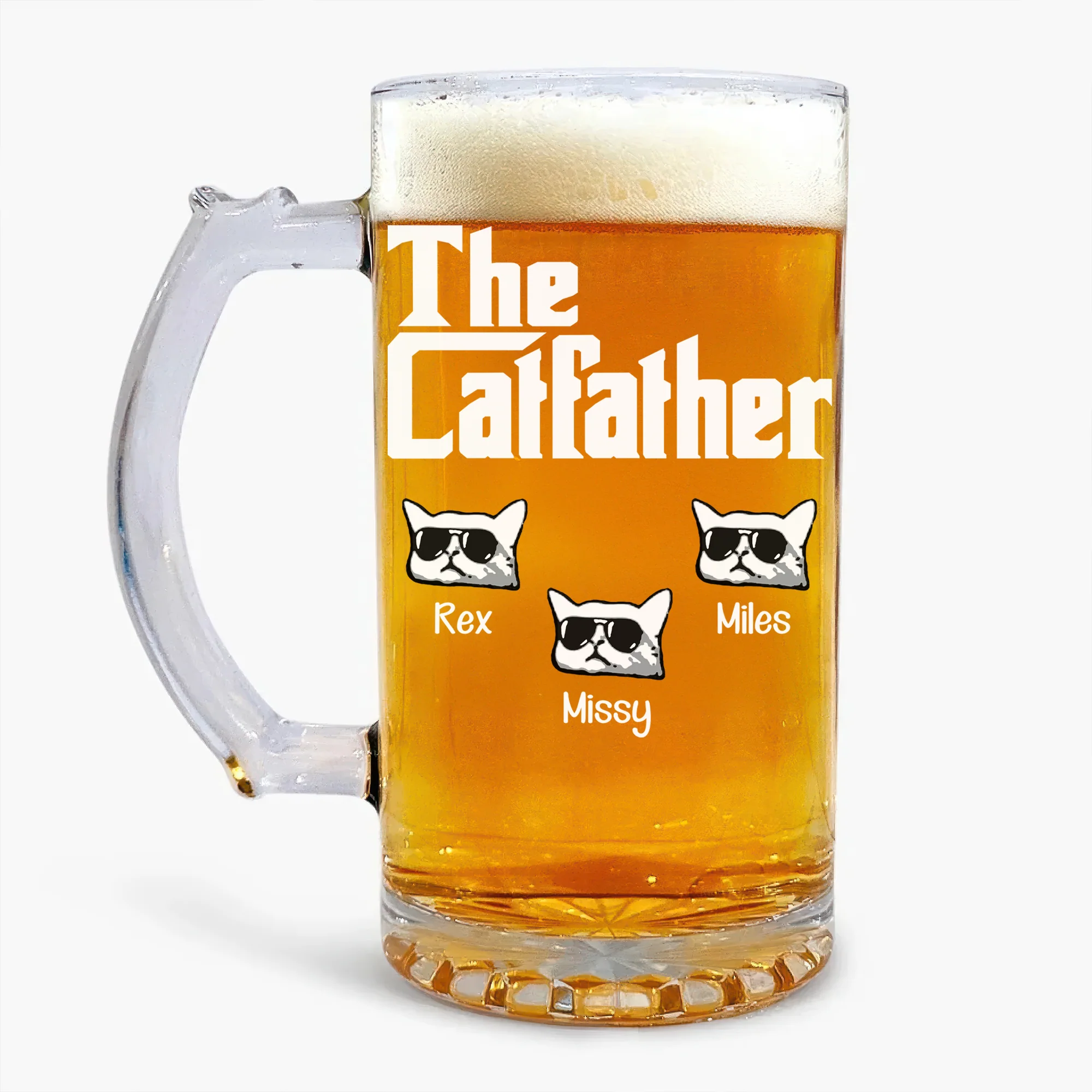 The CatFather For Cat Lovers Personalized Glass Beer Mug LM32 893529 - Image 5