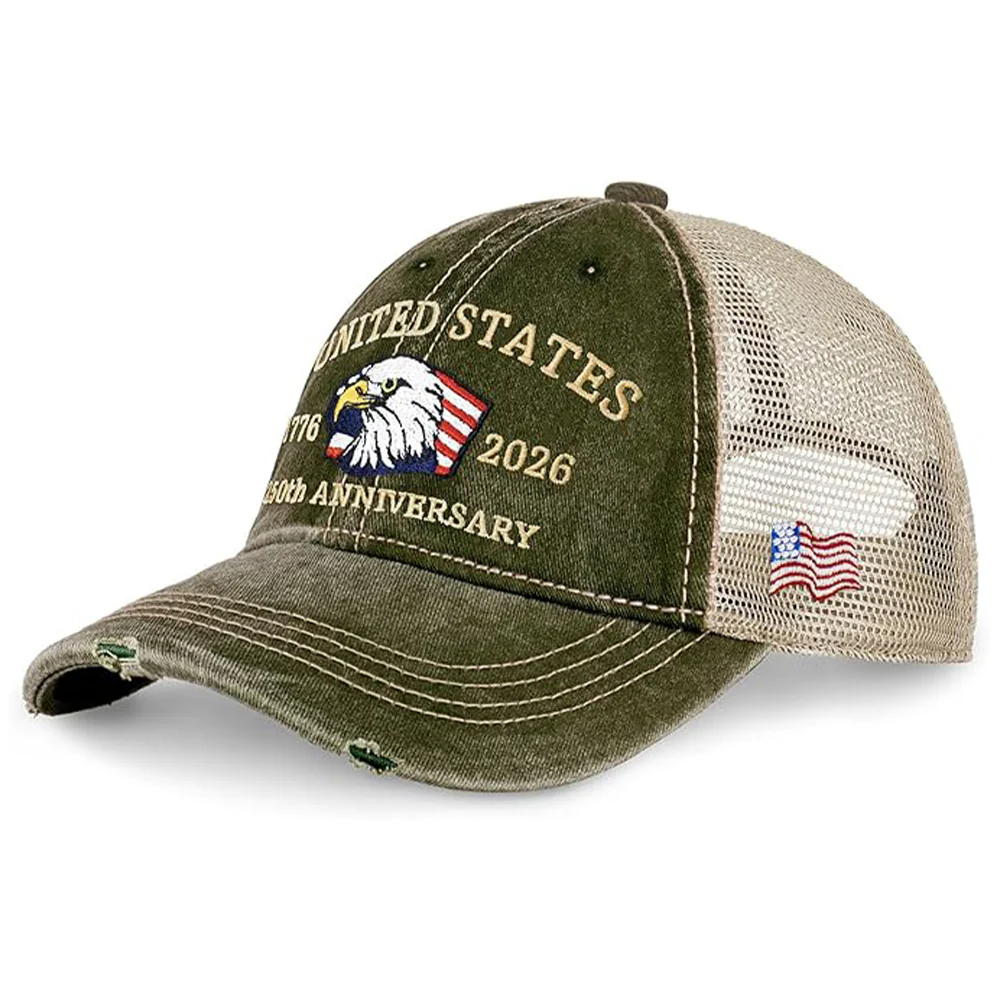 United States 1776 - 2026 Independence Patriotic Embroidery Trucker Hat LM32 669323 - Image 7