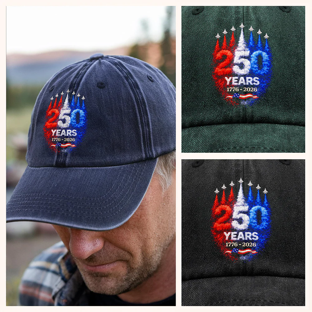USA 250th Anniversary Rocket – America Rising Freedom Patriotic Washed Denim Baseball Cap LM32 899381 - Image 3
