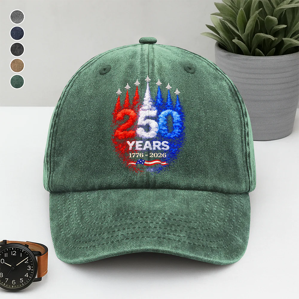 USA 250th Anniversary Rocket – America Rising Freedom Patriotic Washed Denim Baseball Cap LM32 899381 - Image 5
