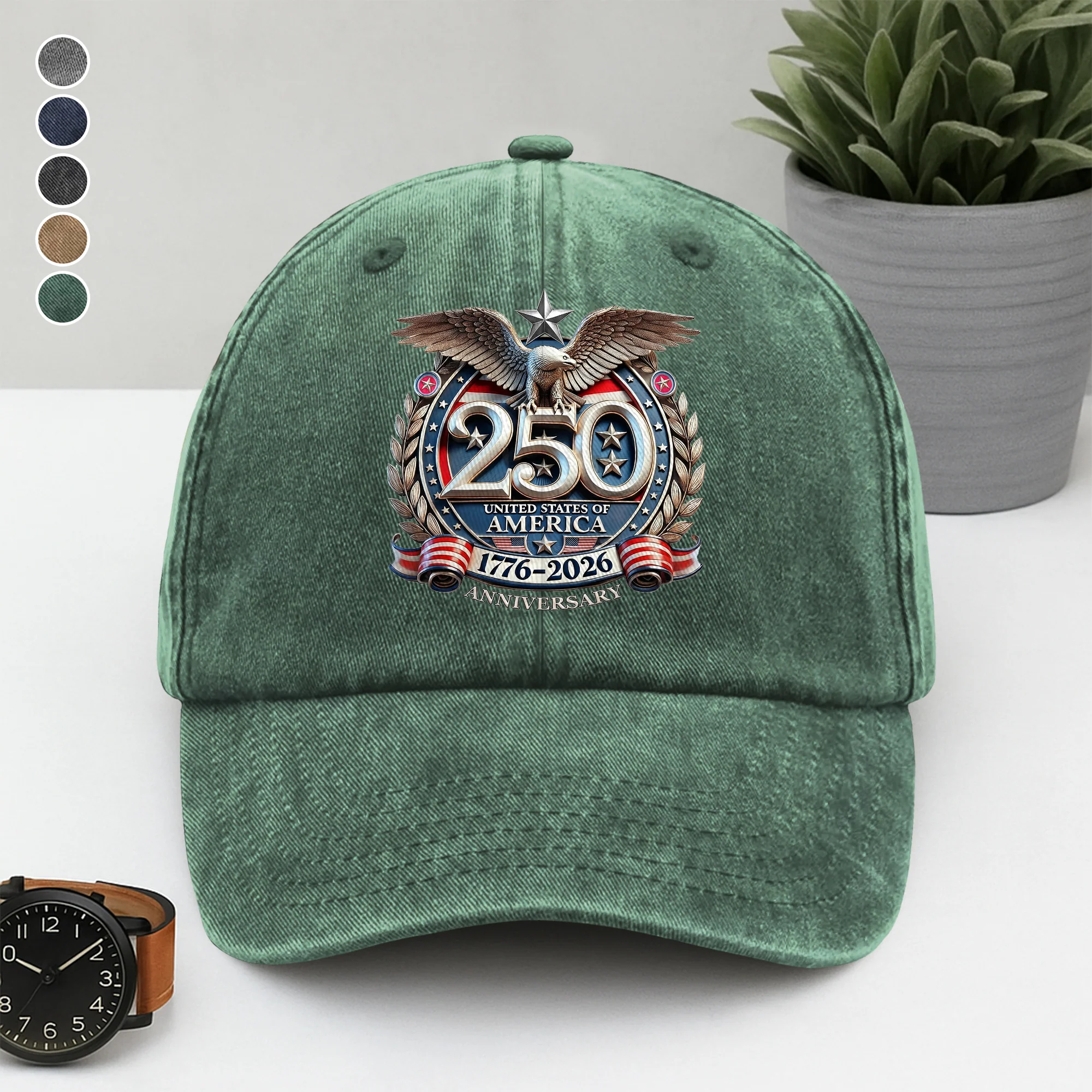 USA Eagles 250th Anniversary Semiquincentennial 1776-2026 Washed Denim Baseball Cap LM32 897785 - Image 8