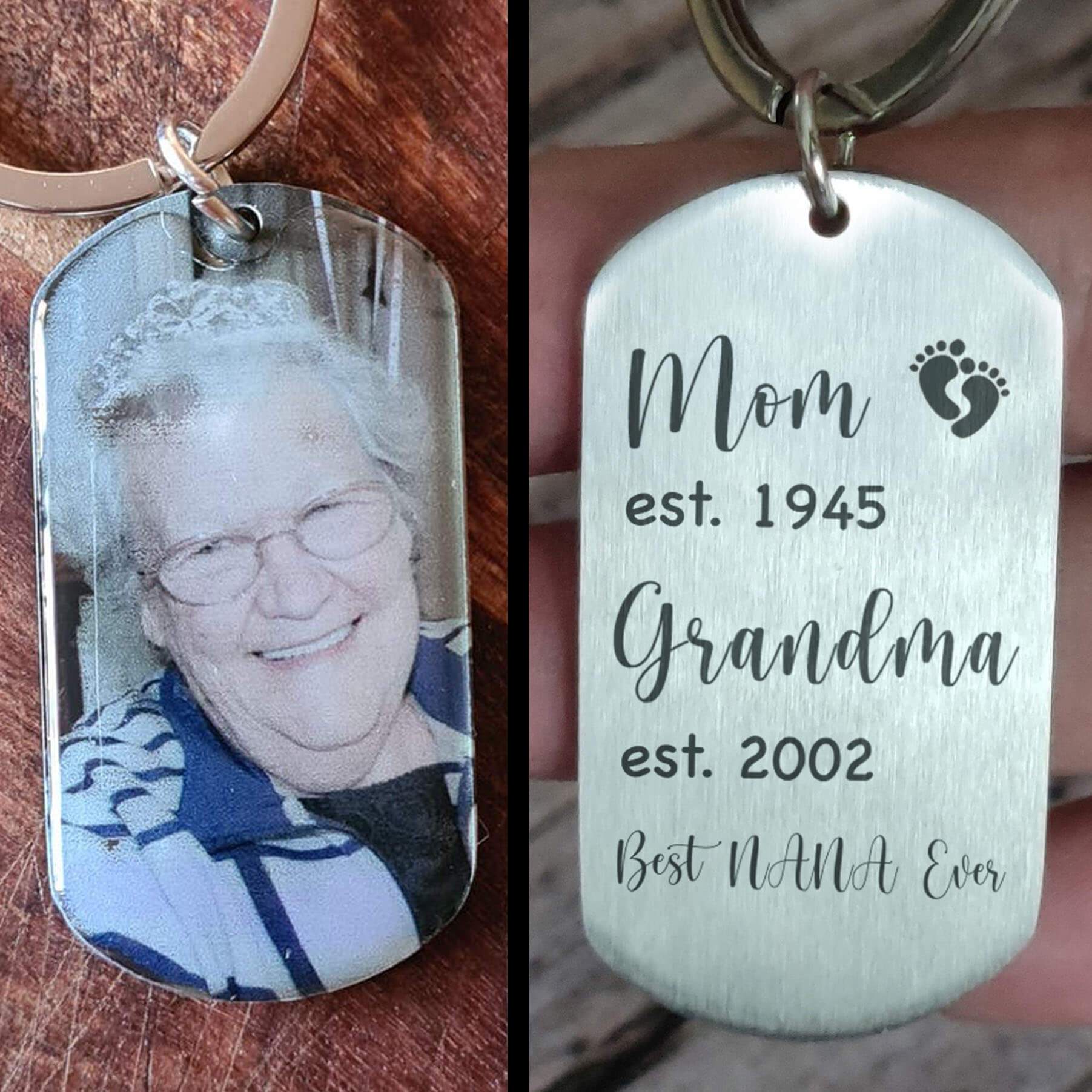 Mom Grandma Custom Year Photo Birthday Keychain