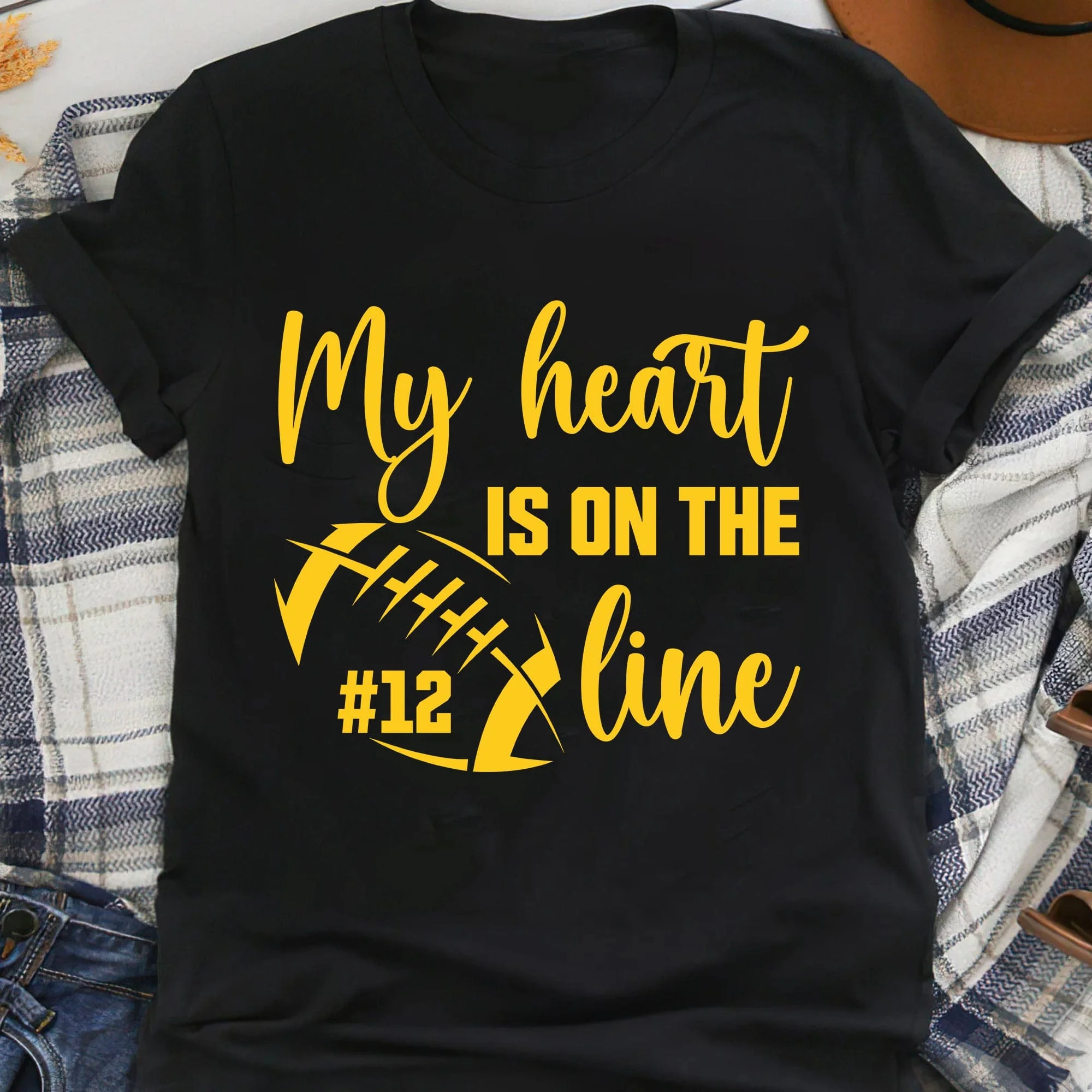 My Heart Is On The Line Personalized Custom Football Shirt C481 - Image 5