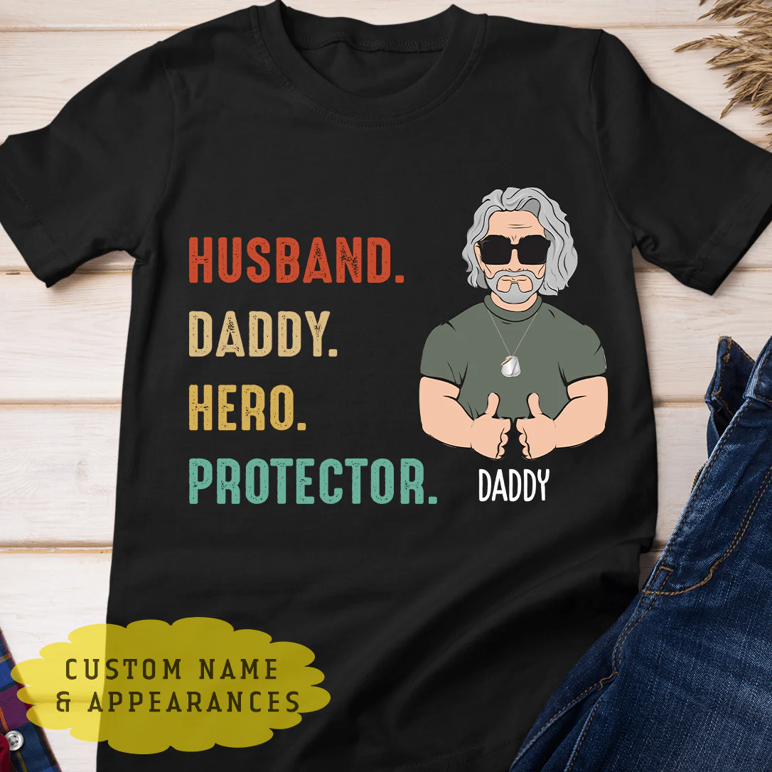 Personalized Custom Dad Shirt, Daddy Husband Hero Protector Shirt, Gift For Dad - Image 2