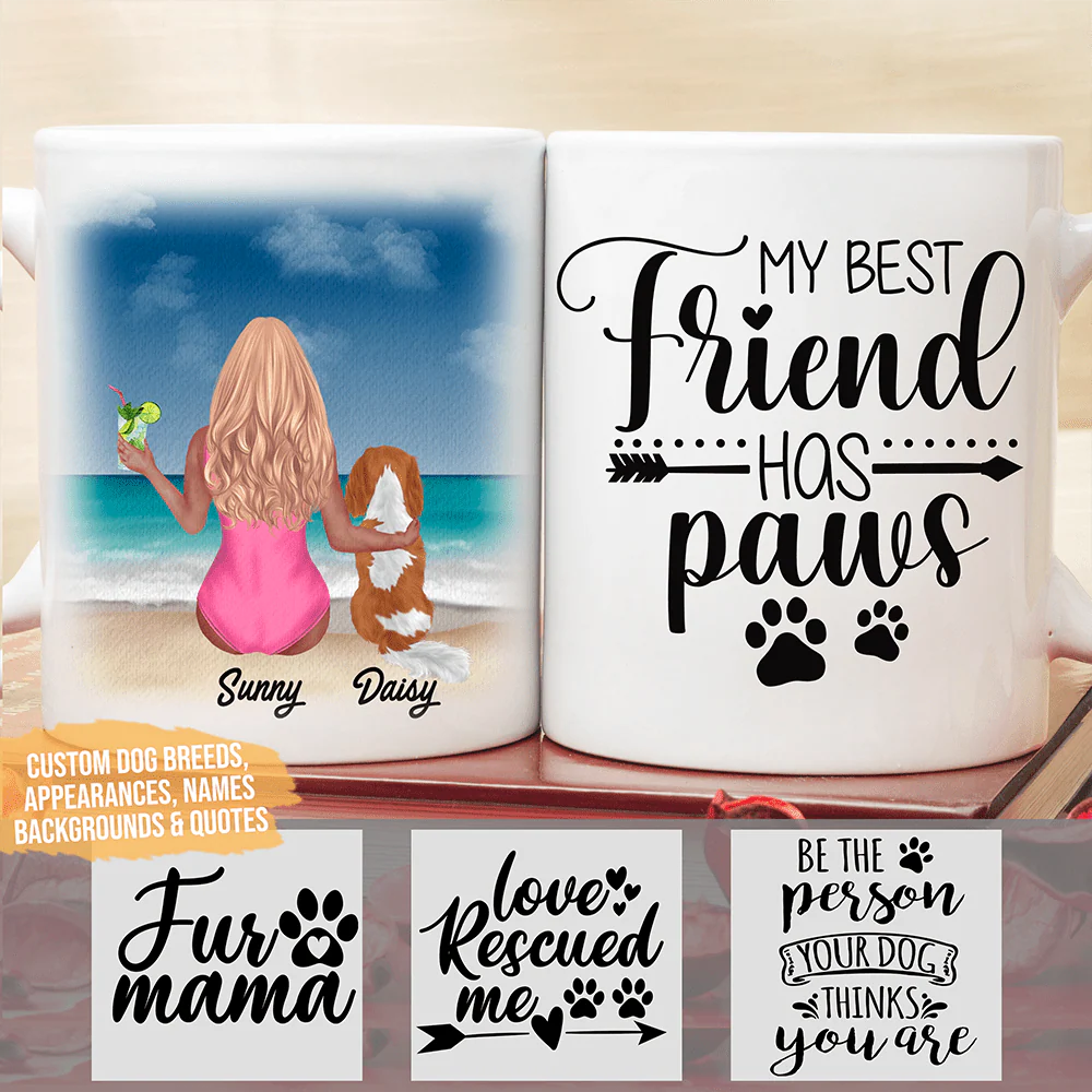 Beach Bikini And Dogs Coffee Mug - Image 2