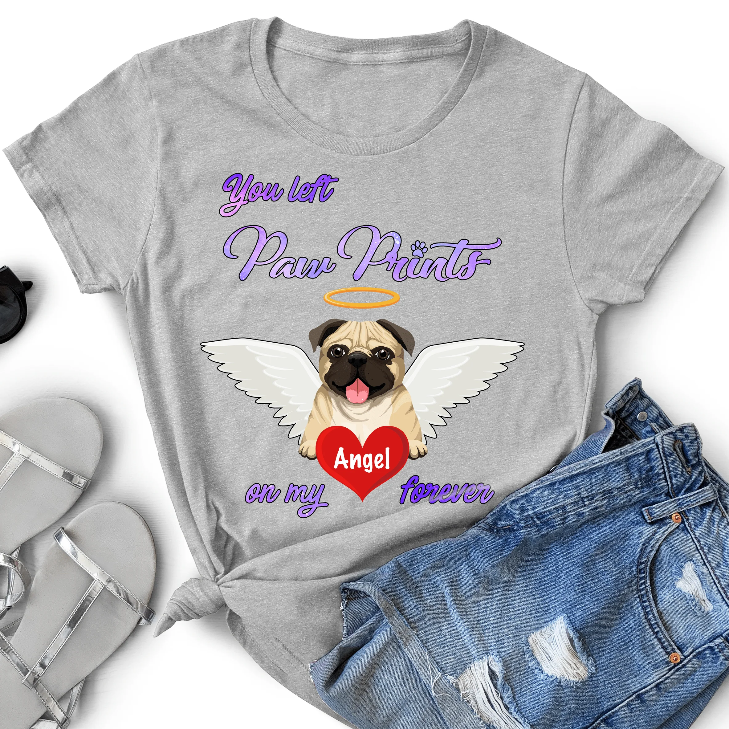 Paw Prints On My Hearts Dog Shirt - Image 4