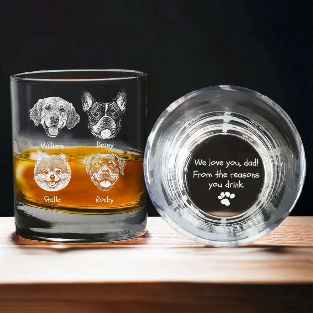 Custom Photo From The Reasons You Drink For Dog Lover Engraved Rock Glass TA29 890801