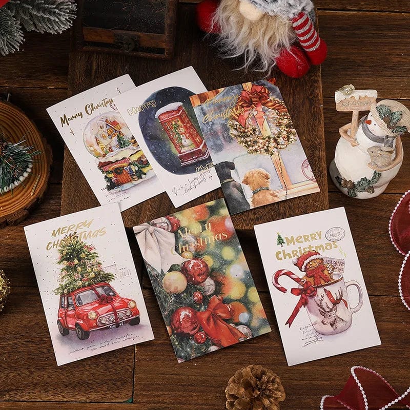New 10PCS Christmas Foil Greeting Card Postcard Florist Baking Gift Small Card Blessing Message Card Stamped Postcard Wall Decor - Image 2